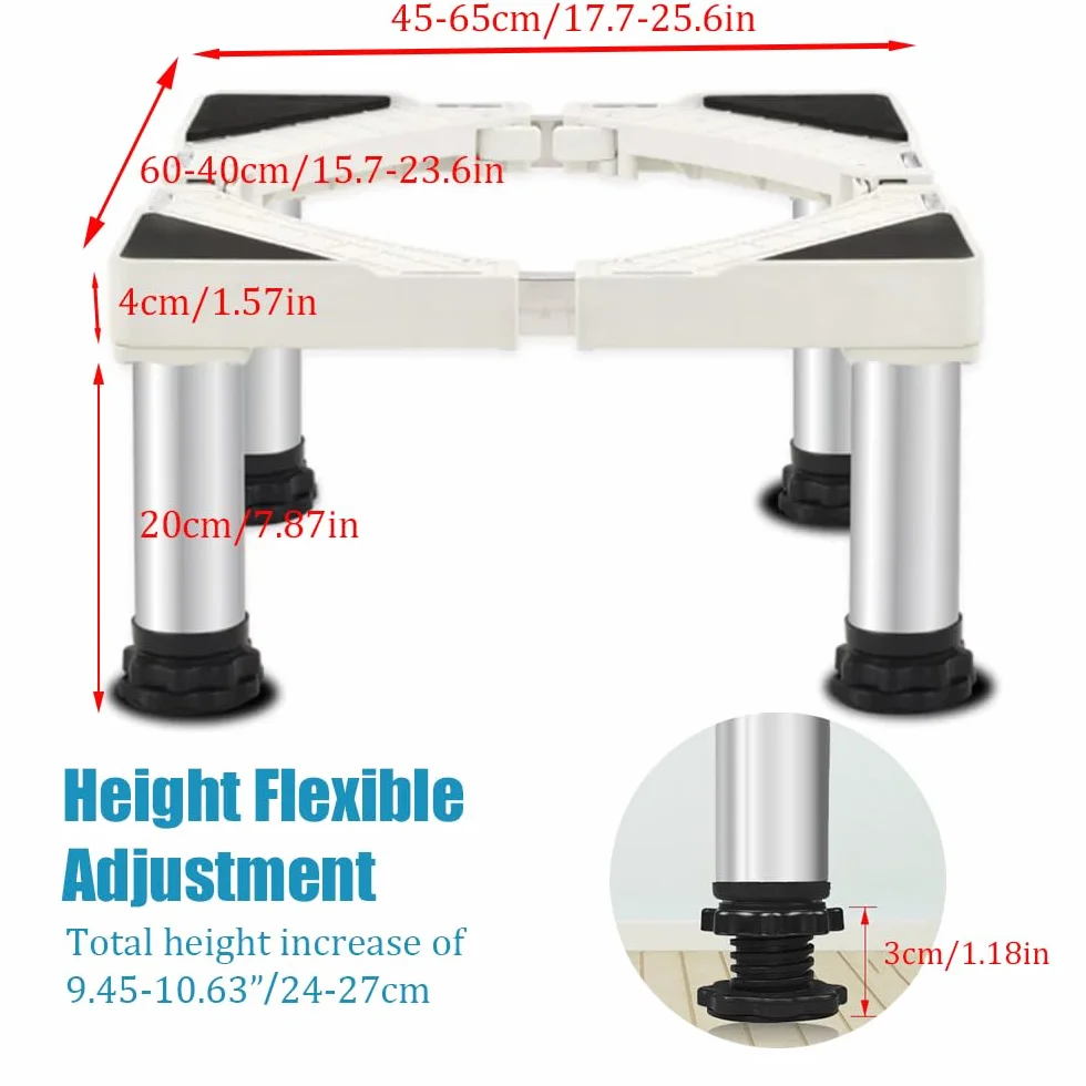 Regulowana podstawa do pralki i suszarki, maksymalne obciążenie 350 kg, wysokość 24-27 cm