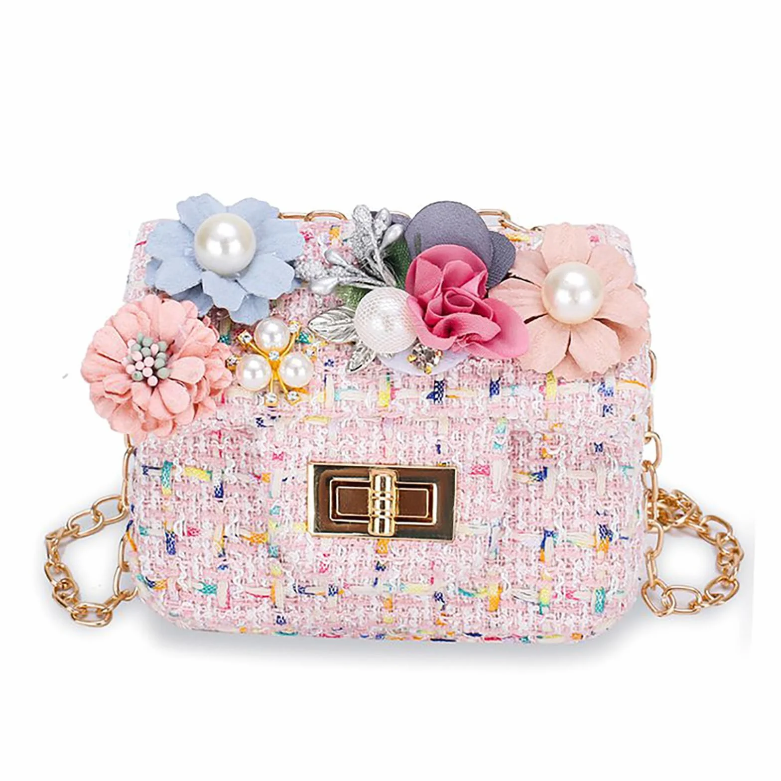 Shirene Mała torebka na ramię dla dziewczynek, torebka dla dzieci, torebka na ramiączko dla dzieci - torebki z uroczymi kwiatami, mini torebka na ramię, torebka crossbody dla małych dzieci na zabawę i
