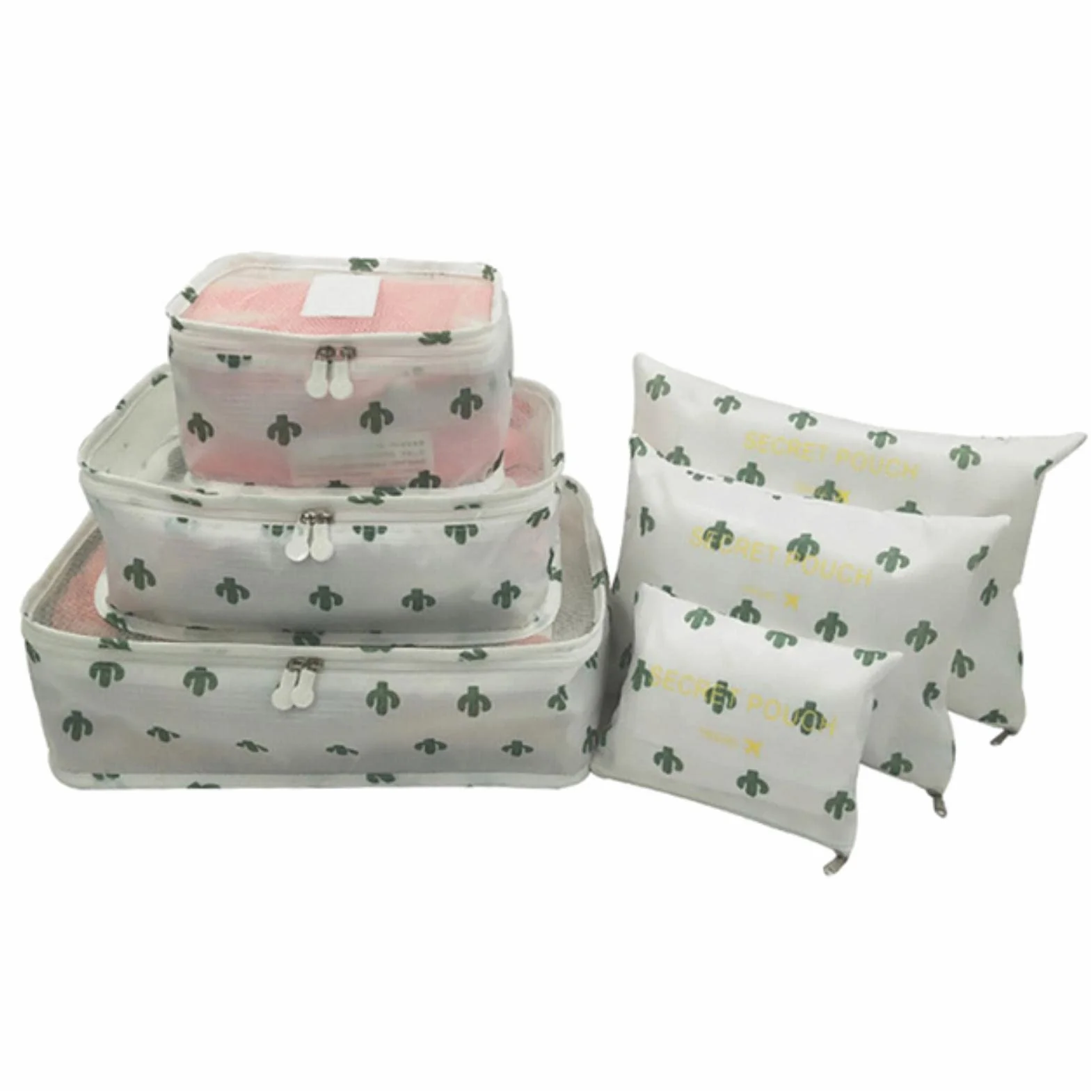 6 szt. Organizator podróży Torby do przechowywania Przenośny organizer do bagażu Wodoodporne ubrania Tidy Bag Walizka Pakowanie Cube Case-Cactus