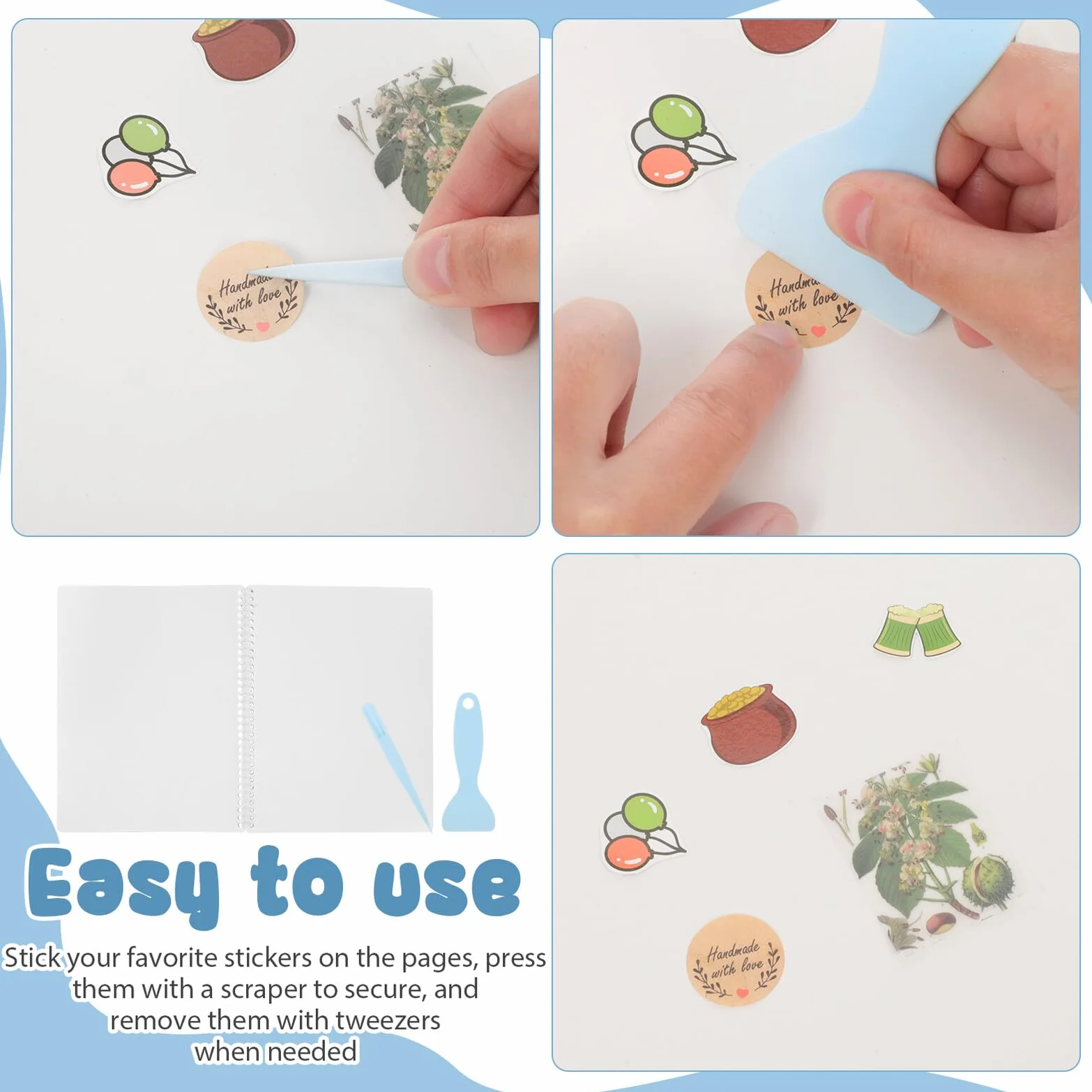Reusable Sticker Album for Organizer Tools Large Blank Sticker Book Collecting Storage Easy Removal