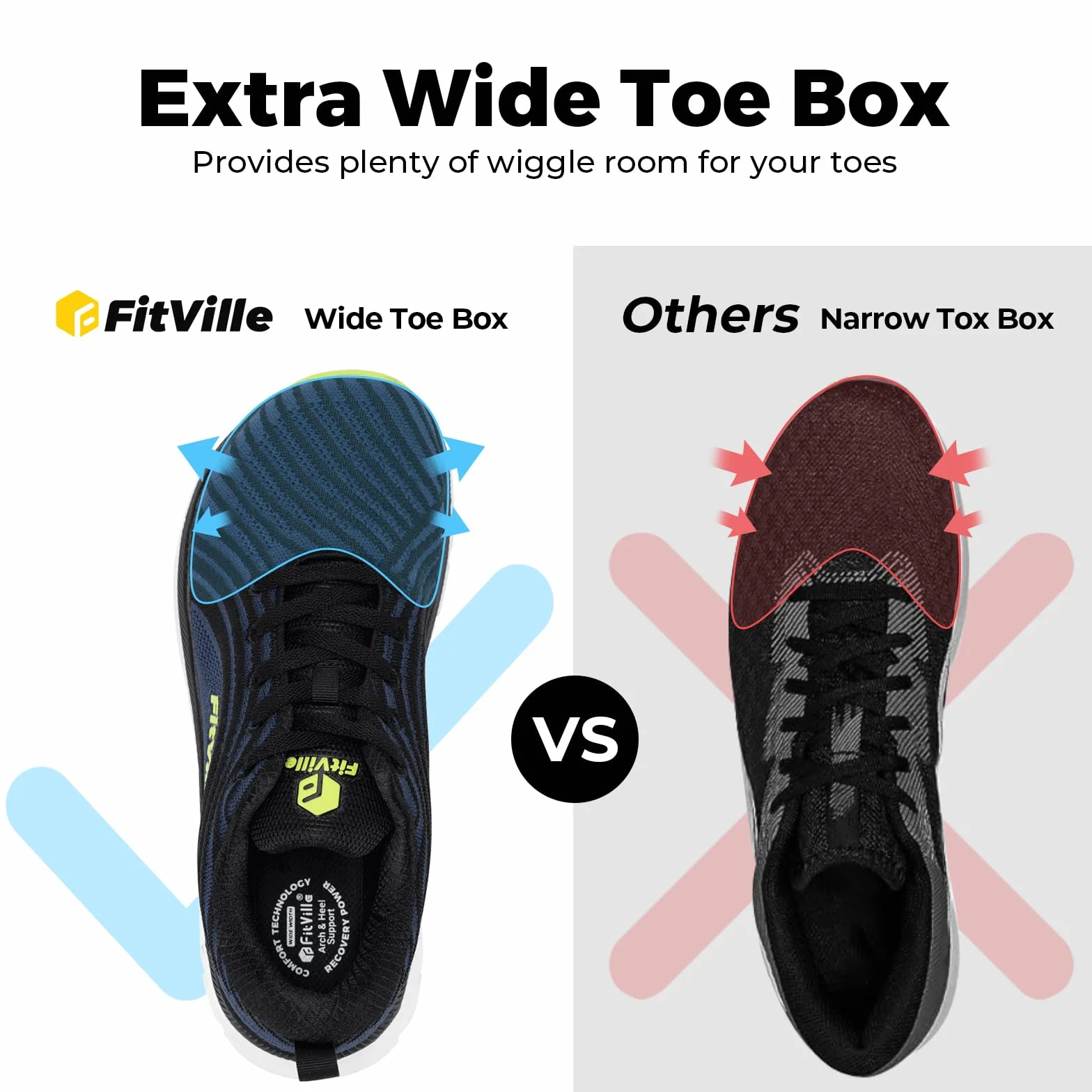 Fitville Extra Wide Buty Do Biegania Męskie Buty Do Biegania Amortyzowane Buty Sportowe Lekkie, Oddychające Trampki Tenisówki Fitness Buty Do Chodzenia V2