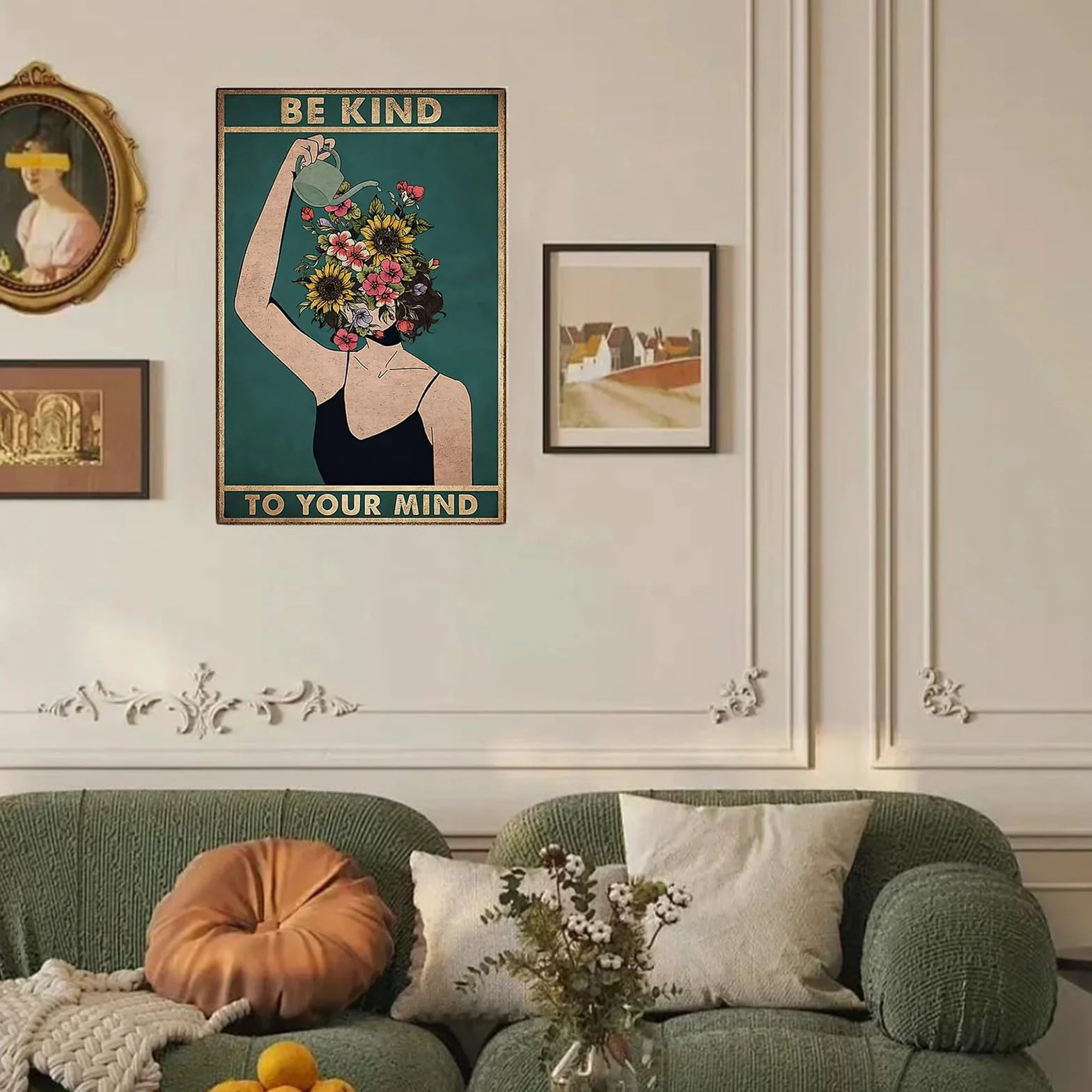 Nayyana plakat w stylu vintage hipisowska sztuka ścienna boho dla kobiet do biura domowego sypialni salonu
