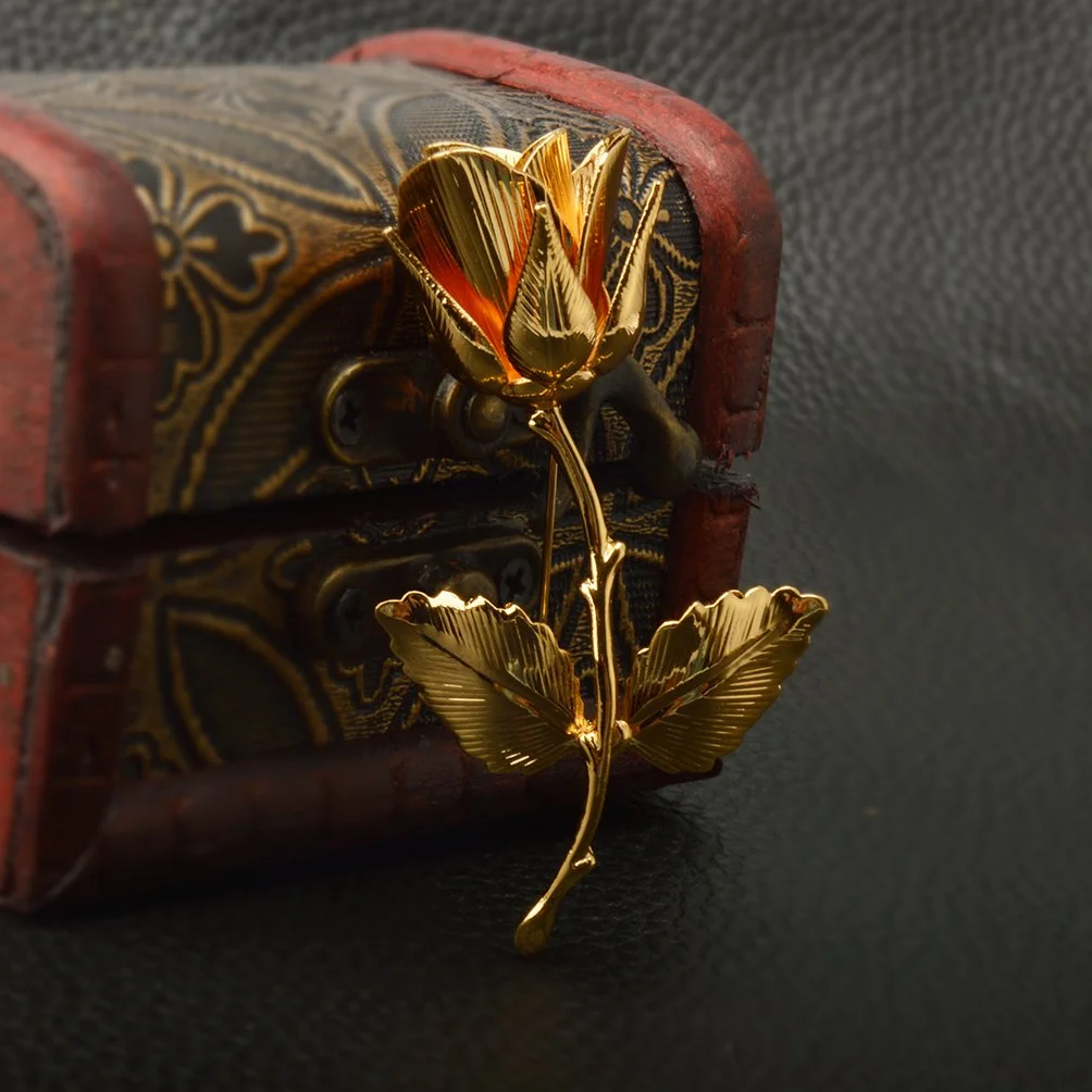 Elegancka, pozłacana 24-karatowa broszka dla mężczyzn, garnitur ślubny, pan młody Jewelry – złoto-żółta