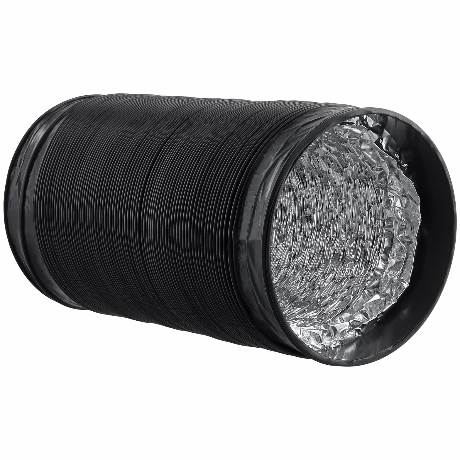 Rura wylotowa PCW 2 m x 100 mm, czarna, aluminiowa, elastyczna z 4 obejmami, wąż wentylacyjny Aluflex
