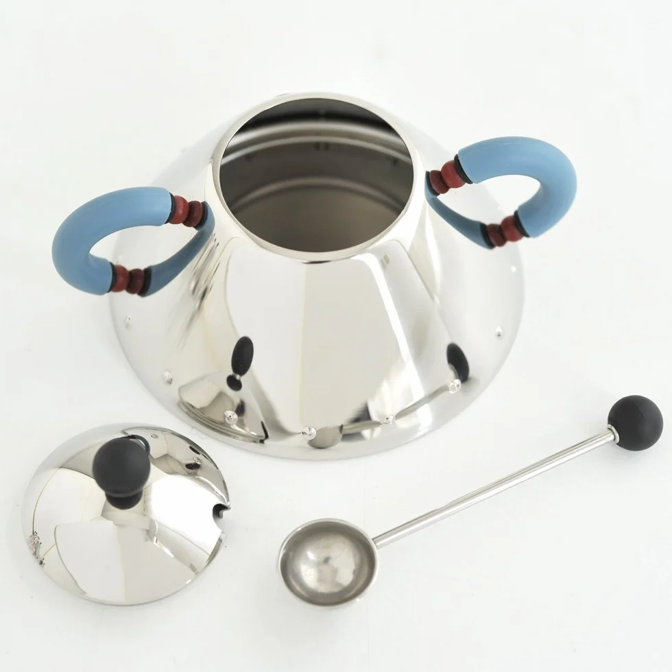 Alessi 9097 cukiernica ze stali nierdzewnej niebieska średnica 10,5 cm