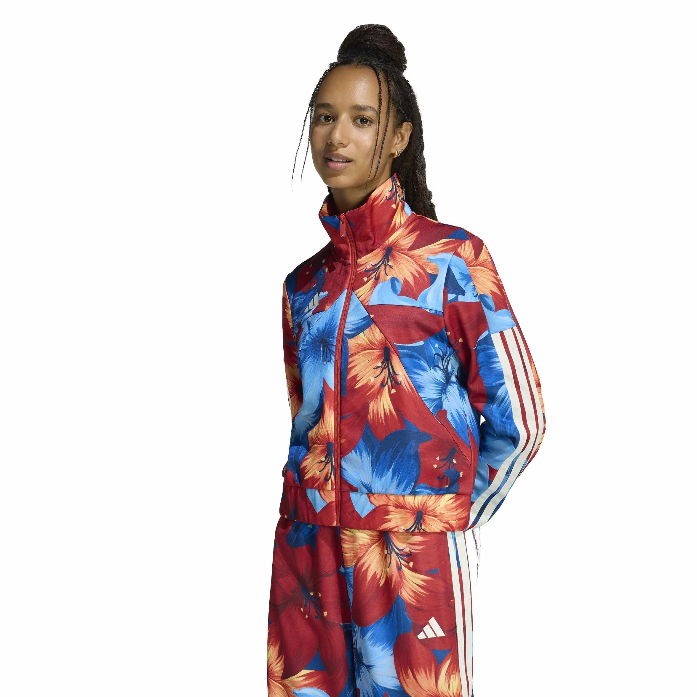 adidas dames ADIDAS x FARM RIO HOUSE OF TIRO TRACK TOP, light blue/tactile red/cream white, L