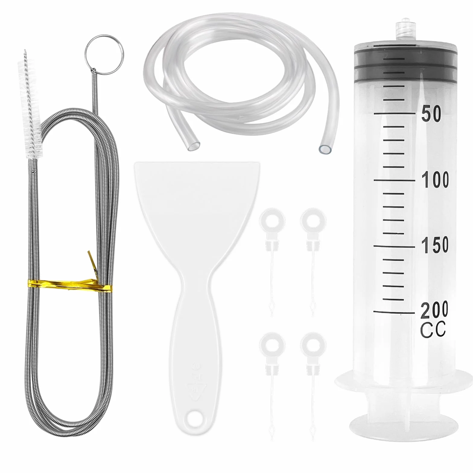 Czyszczenie odpływu lodówki 200 ml – 8 sztuk zestaw do czyszczenia lodówki, skuteczne usuwanie nieprzyjemnego zapachu, do sprzątania lodówki, szczotki, węża, strzykawki, łopatki do odmrażania, tłoków