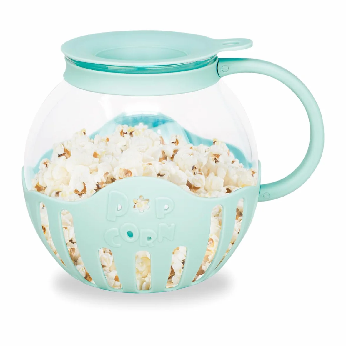 JOCCA - 2,2 litra szklanej kuchenki mikrofalowej do popcornu/silikonowy pojemnik na masło/nadaje się do mycia w zmywarce/wysokie temperatury/zdrowy/niebieski kolor