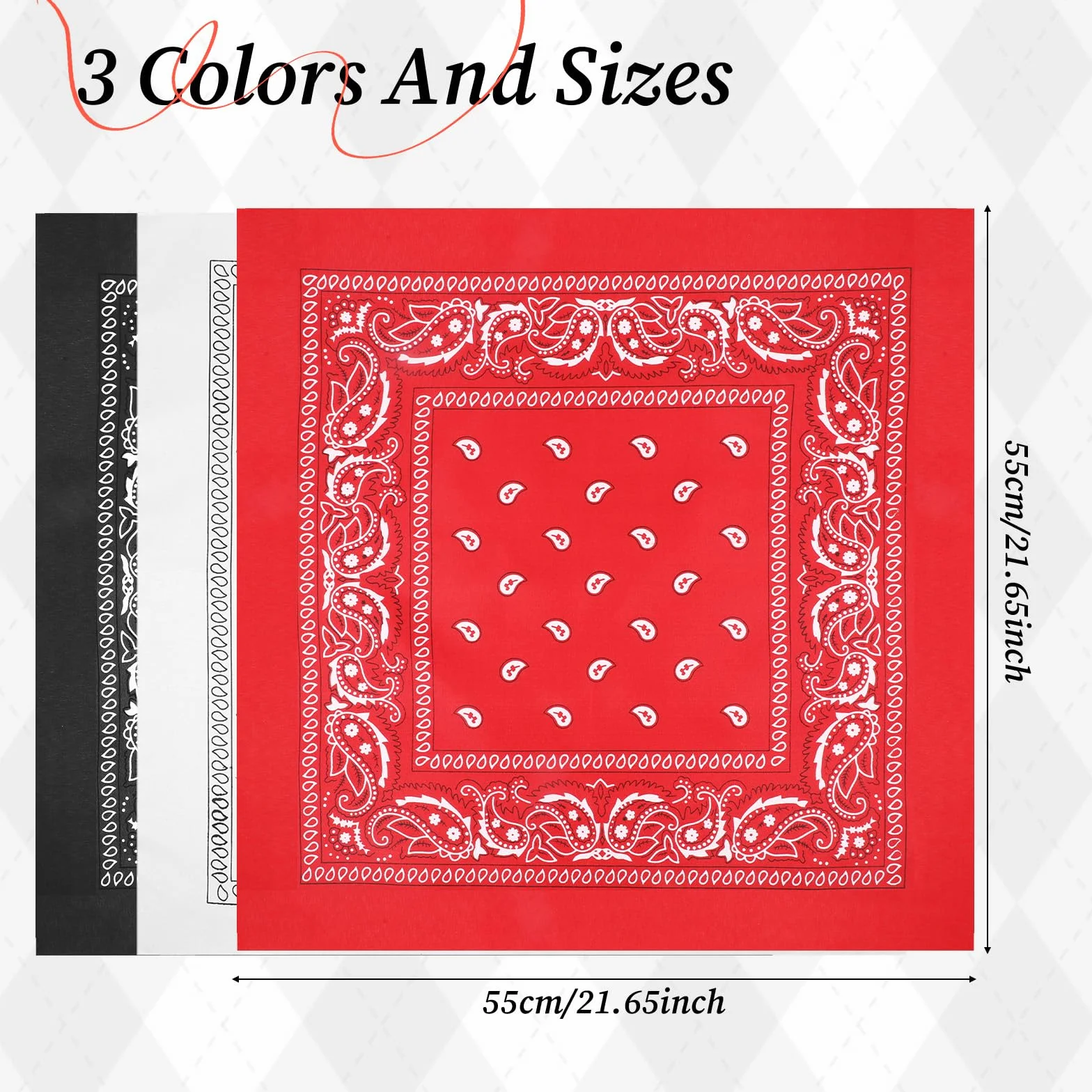 simarro 3 sztuki bandana chusta na głowę dla kobiet i mężczyzn, 55 x 55 cm, wzór paisley, chusta na szyję, pirata, kowbojski, chusta czworokątna, do nakrycia głowy, do włosów, szalika, nadgarstka