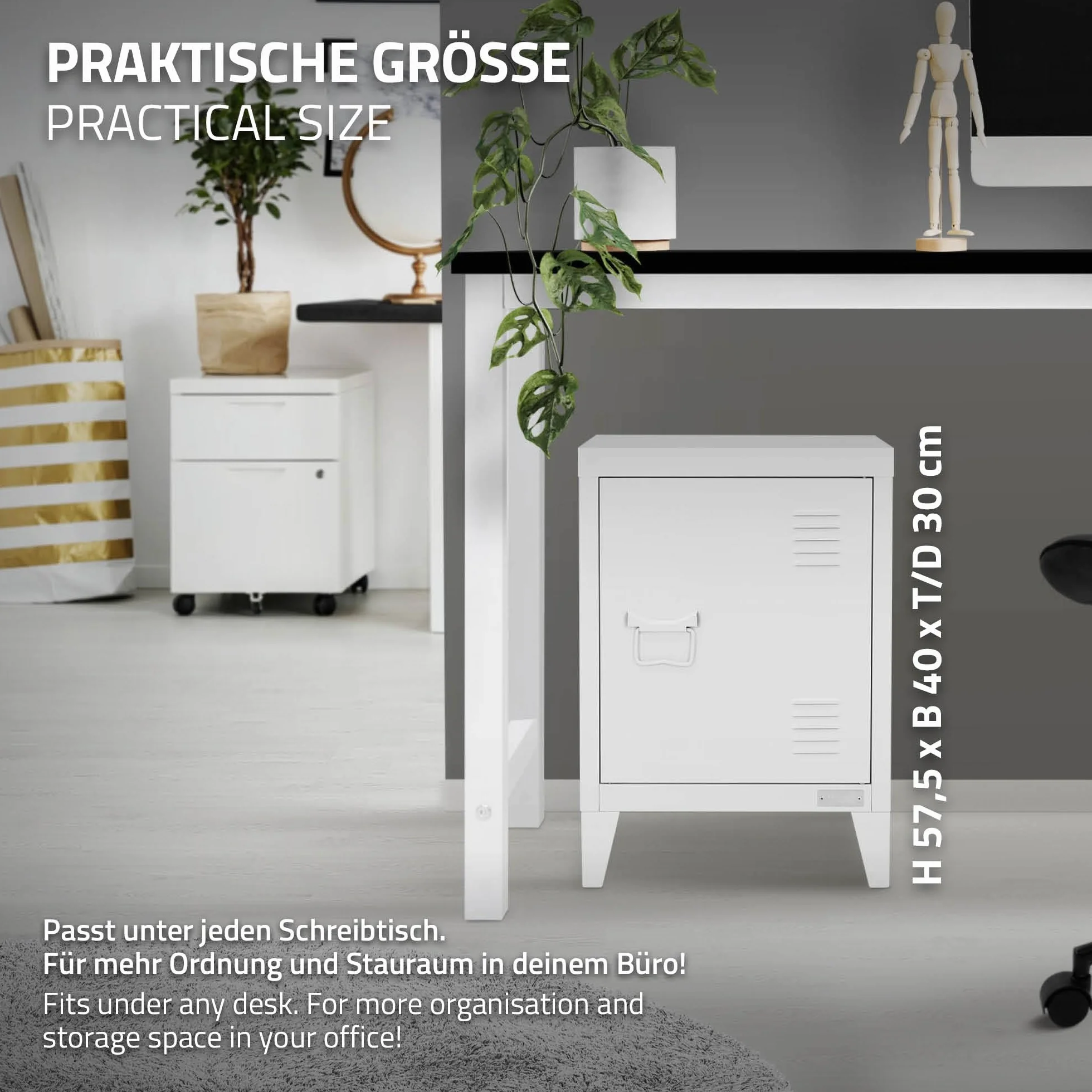 ML-Design uniwersalna szafka metalowa biała 40x30x57,5 cm stalowa z drzwiami kompaktowa