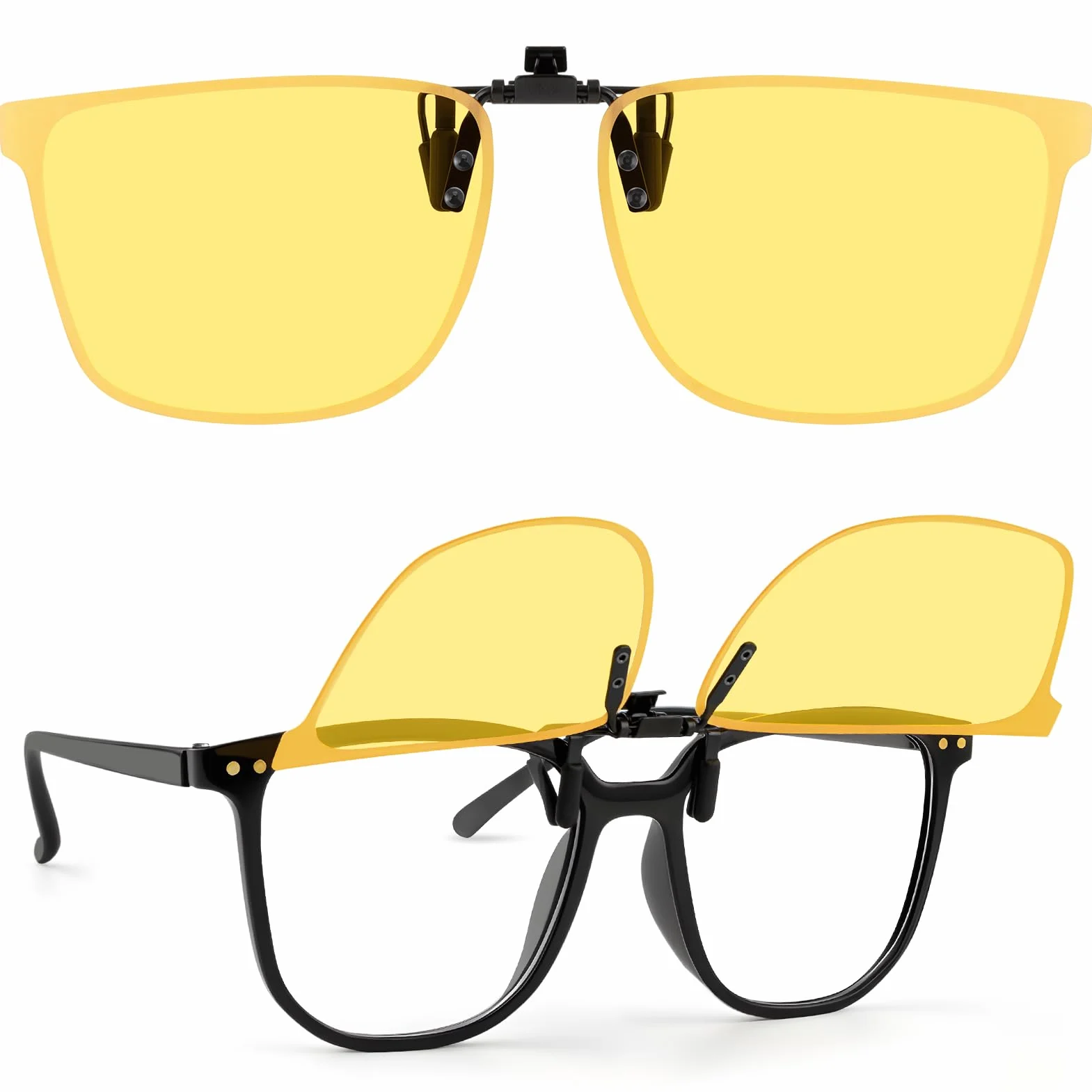 Kiiwah Okulary do jazdy nocnej dla kobiet i mężczyzn, okulary polaryzacyjne, z klipsem, żółte, ochrona przed promieniowaniem UV, antypołyskowe, do jazdy samochodem, wędkowania, biegania