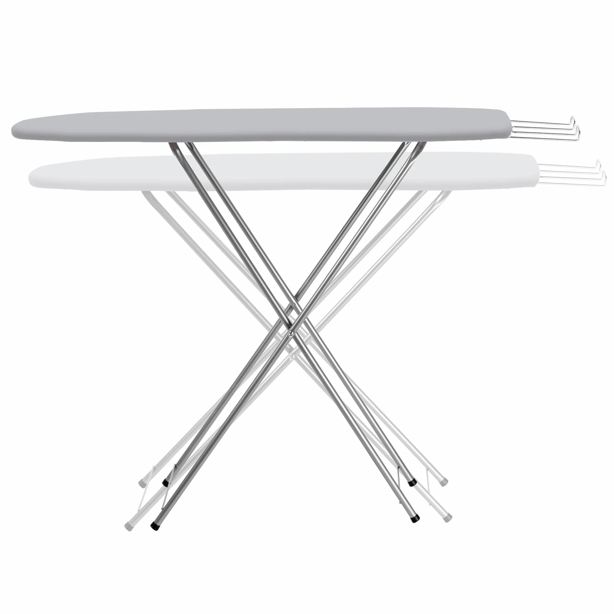 KADAX Deska do prasowania 104 x 30 cm do stacji parowej z wysuwaną podstawką na żelazko i piankową podkładką, oszczędza miejsce po złożeniu, stabilna konstrukcja, szara