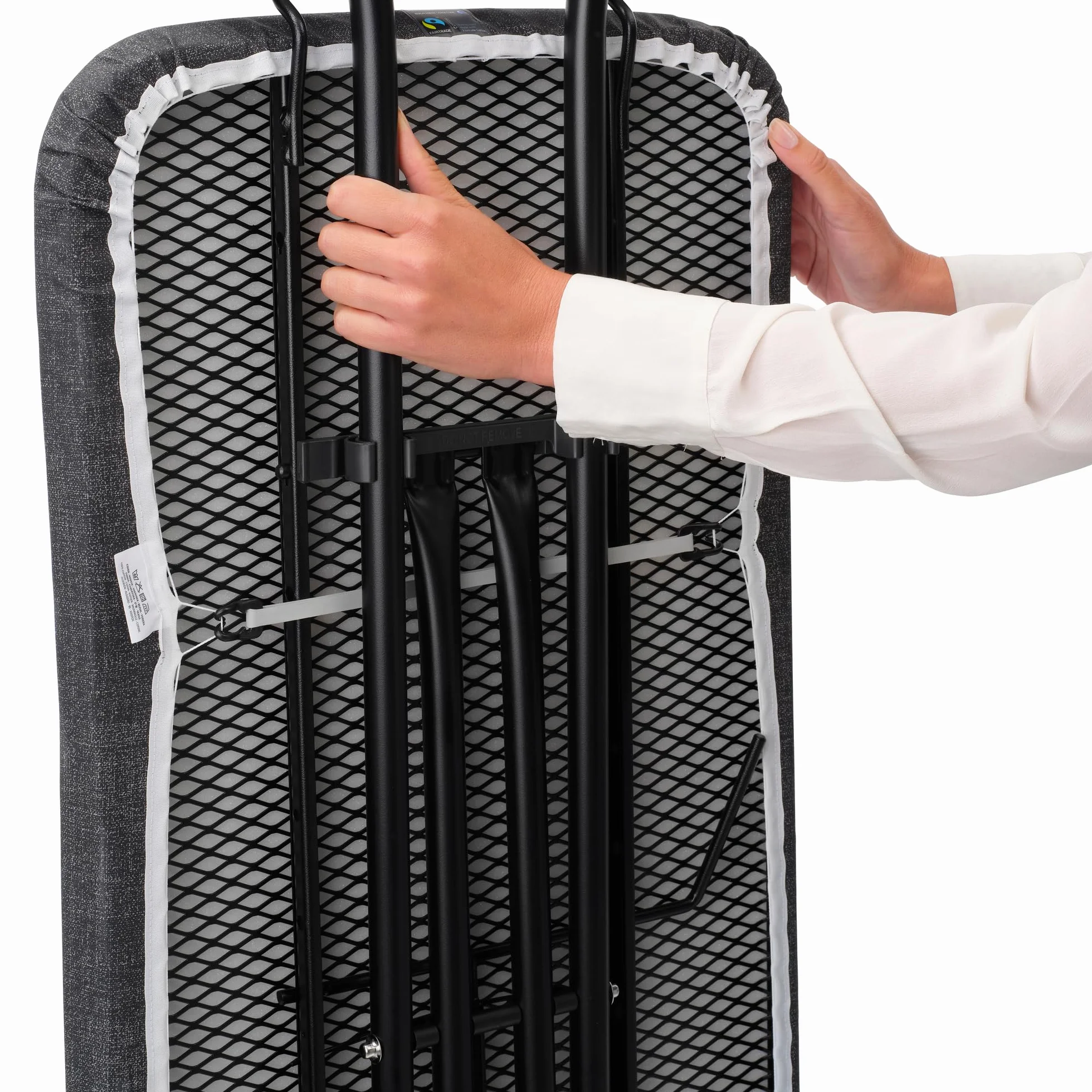 Brabantia Deska do prasowania rozmiar C (124,5 x 45,7 cm), 7 opcji wysokości, solidna półka na żelazko parowe (dmuchawki), antypoślizgowe nóżki, składane zabezpieczenia przed dziećmi