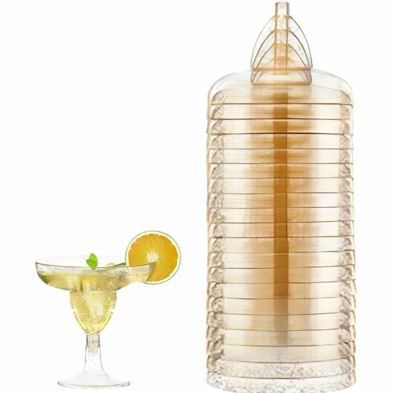 Kieliszki do martini plastikowe przezroczyste brokatowe zestaw 20 sztuk
