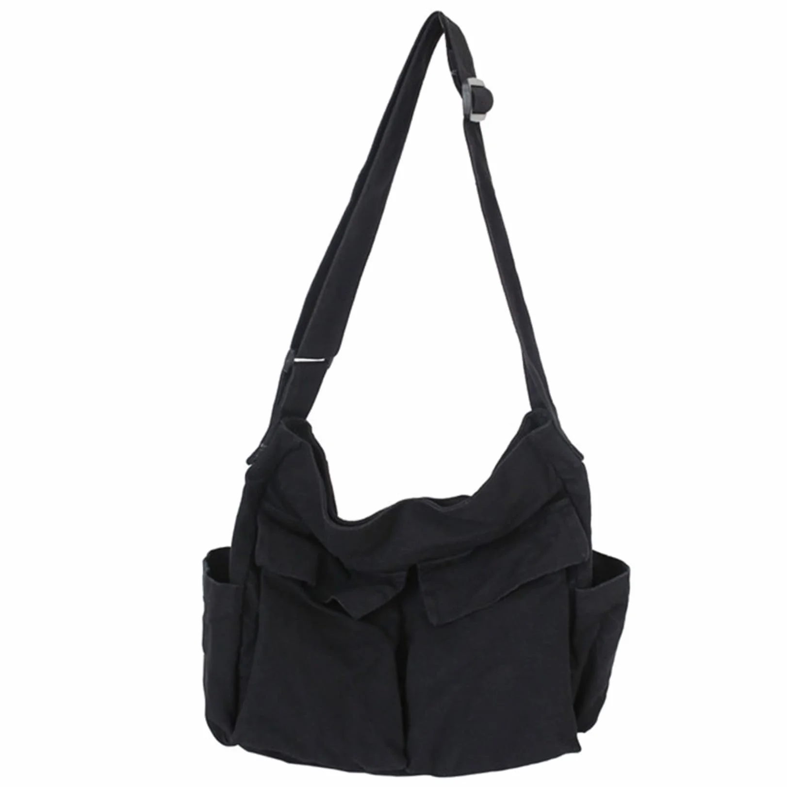 Duża Płócienna Torba Crossbody Dla Kobiet - Portfel, Torba Laptopa, Hobo Z Regulowanym Paskiem - Zielona