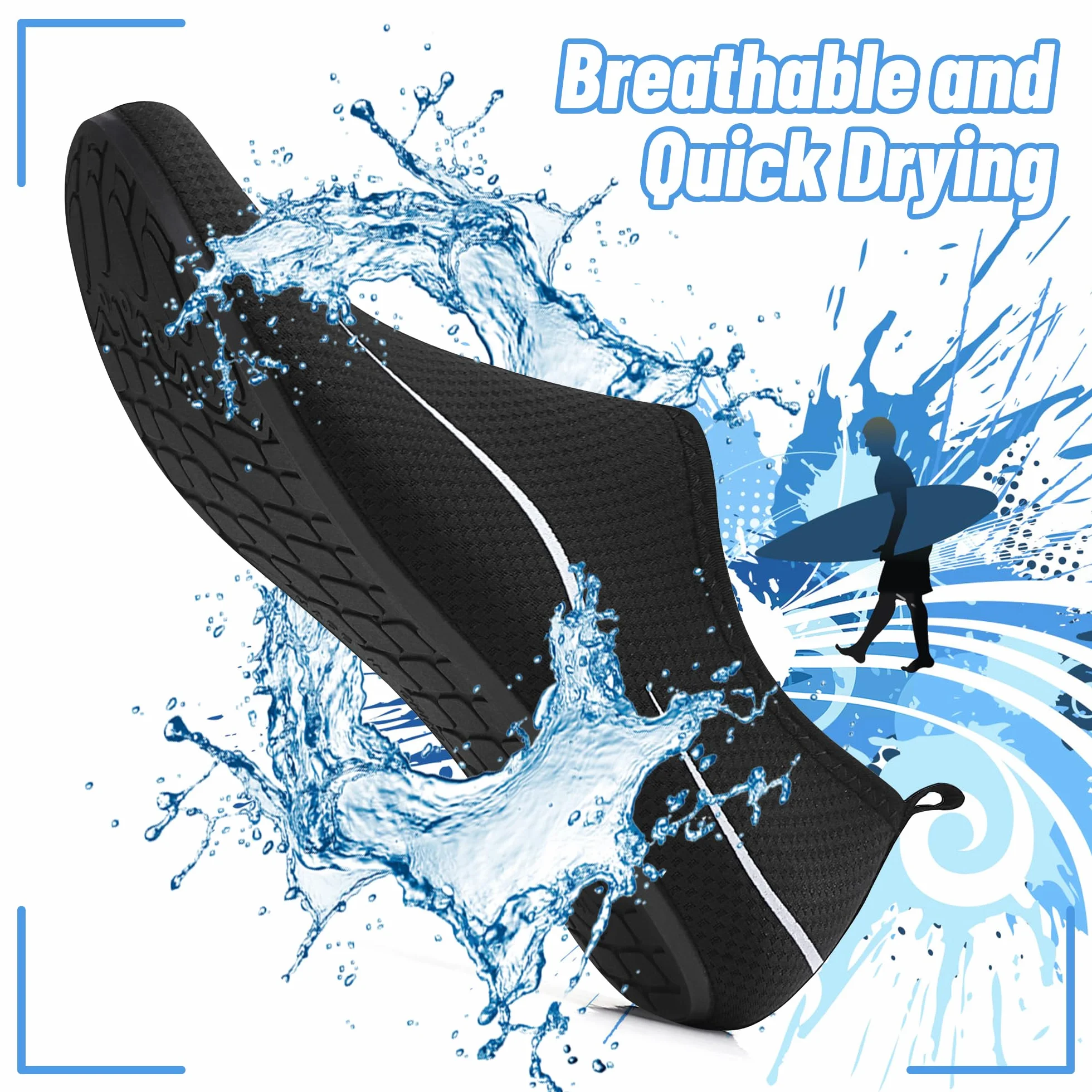 Buty do Wody Water Shoes Lekkie Buty do SportóW Wodnych Buty do PłYwania Buty PlażOwe Buty do Jogi Buty do Surfowania dla Kobiet I MężCzyzn. Czarny, 42EU