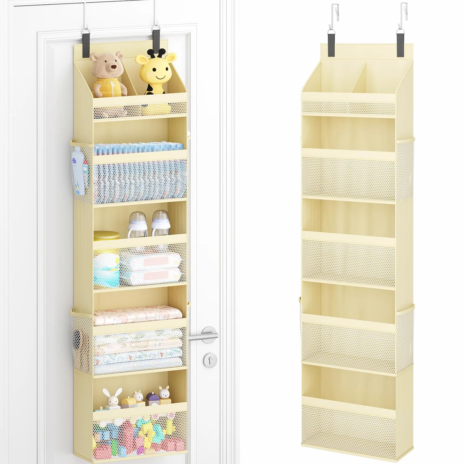 Lifewit Wiszący Organizer z 5 Półkami i 4 Kieszeniami Bocznymi na Drzwi, Beżowy