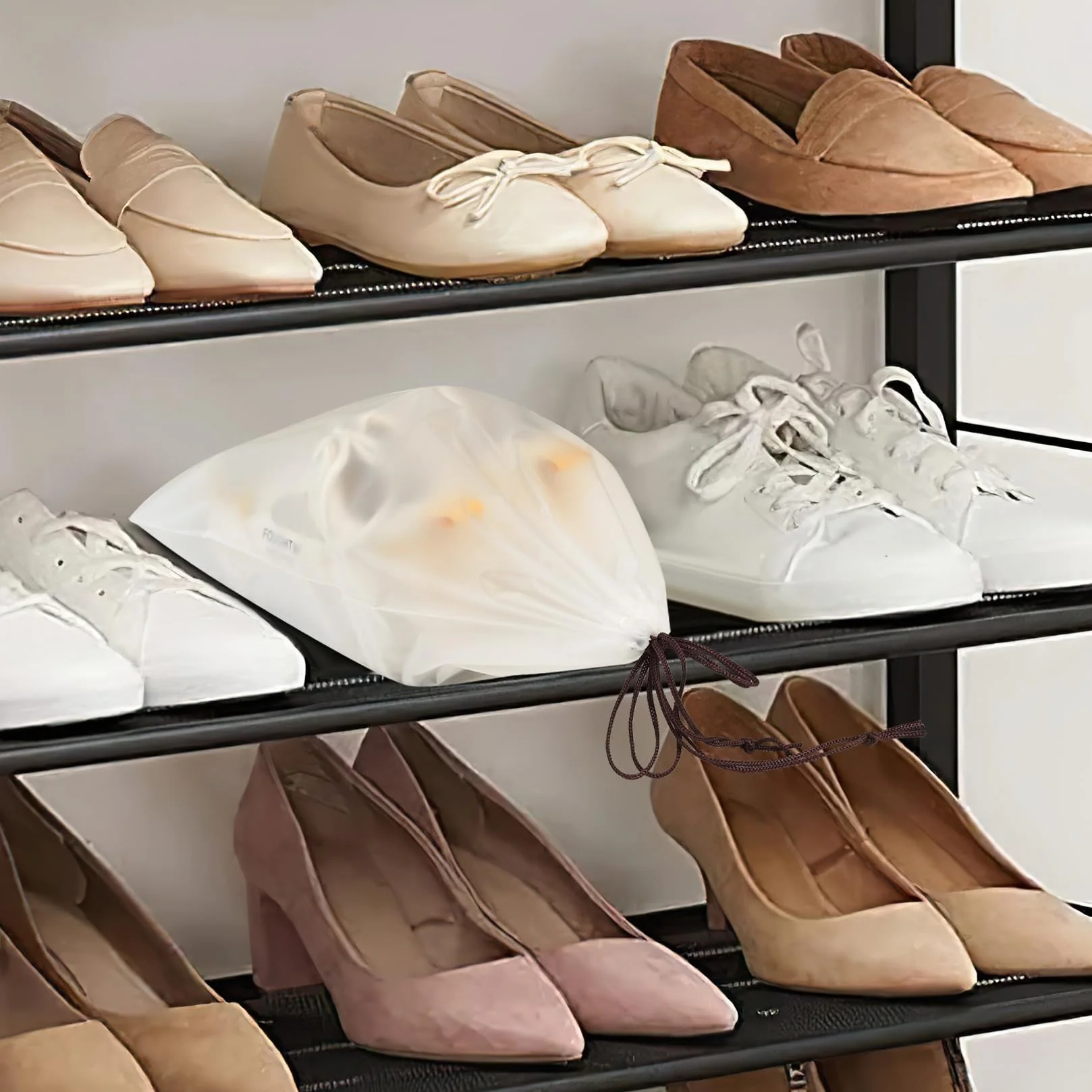 20 szt. Podróżne torby na buty do pakowania, podróżne torby na buty, przenośnepółprzezroczyste torby do przechowywania butów ze sznurkiem, wodoodporne torby podróżne do przechowywania butów Organizer