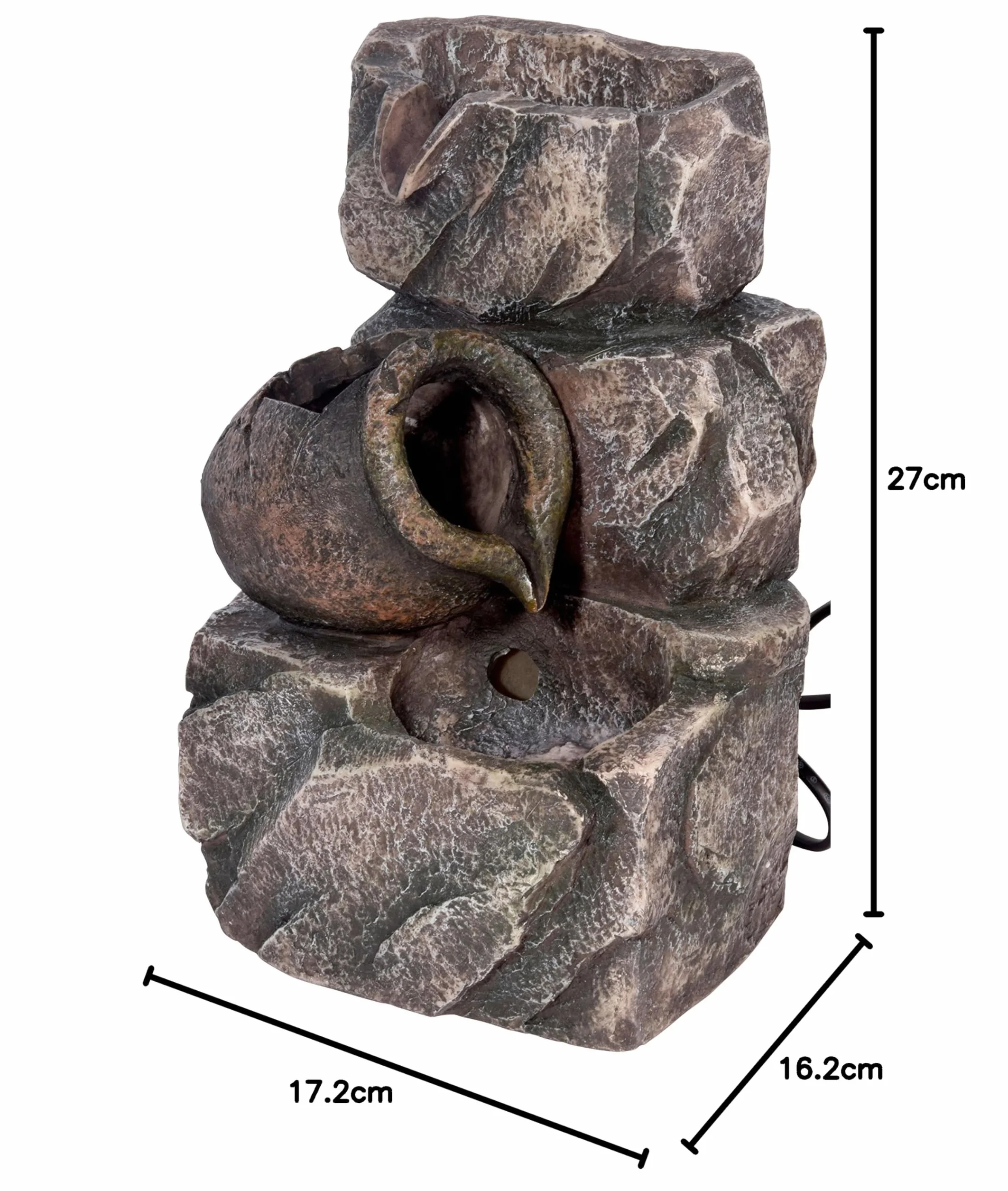 dobar Fontanna Pokojowa Trzypoziomowa Stołowa Kamienna Dekoracyjna Wodna 17,2 cm
