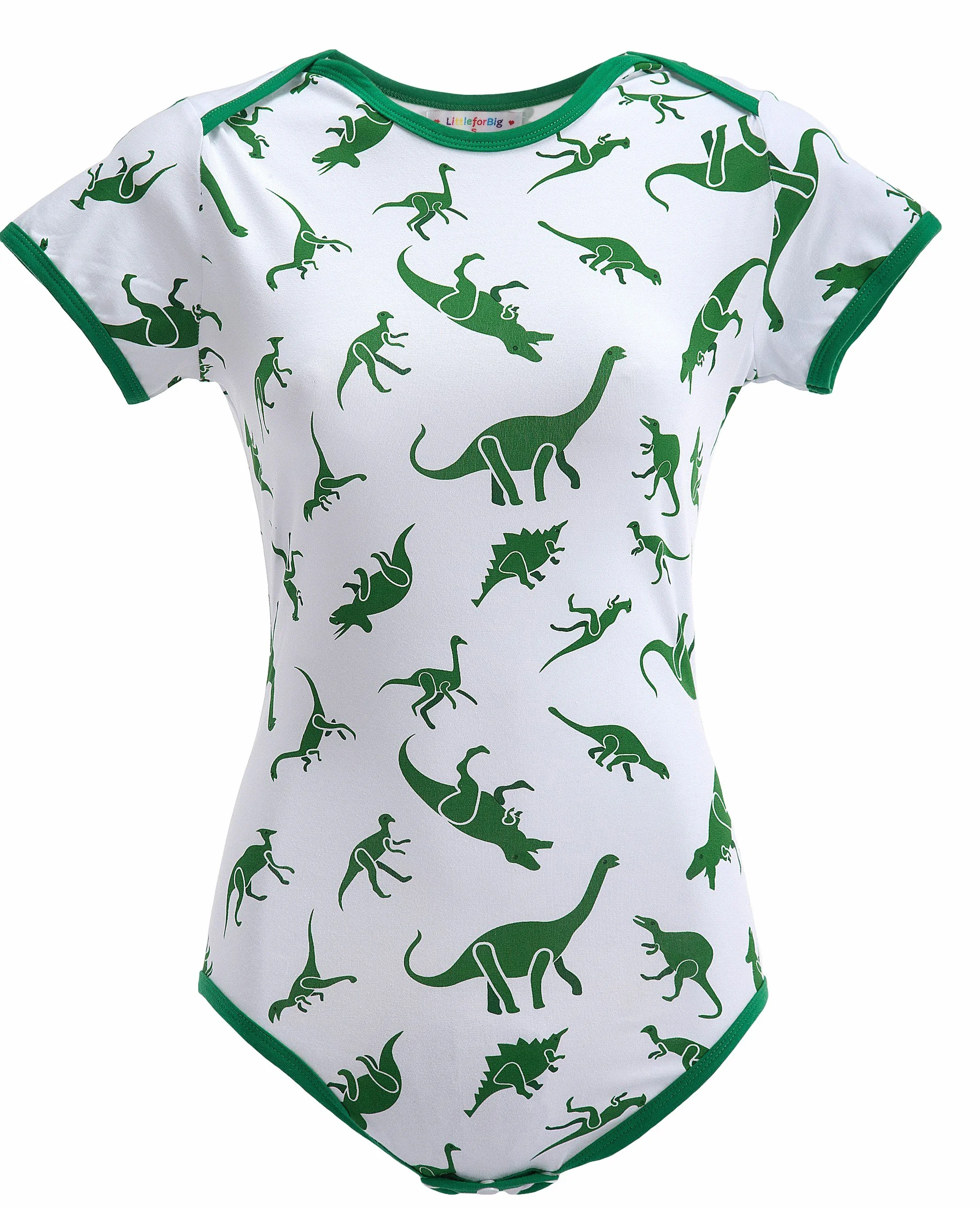 LittleForBig Dorośli Baby miłośnik pieluszek(ABDL) zatrzas w komkroku jednoczęściowy śpioszki-Dinozaura wzór