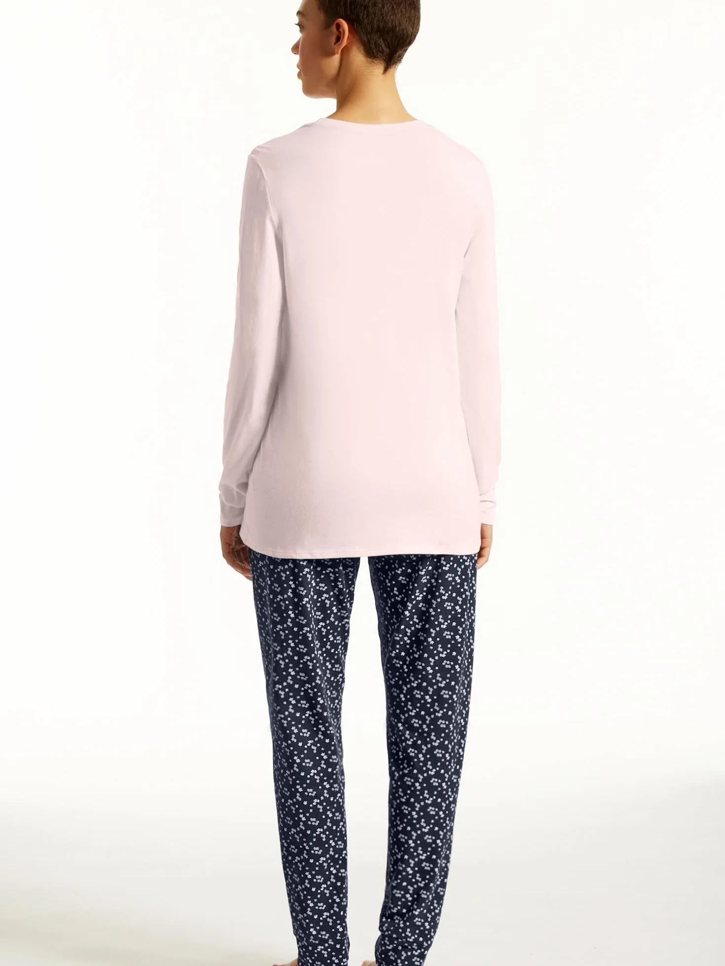 Uncover by Schiesser Damen Schlafanzug Set Shirt langarm mit langer Schlafhose - Nachtwäsche