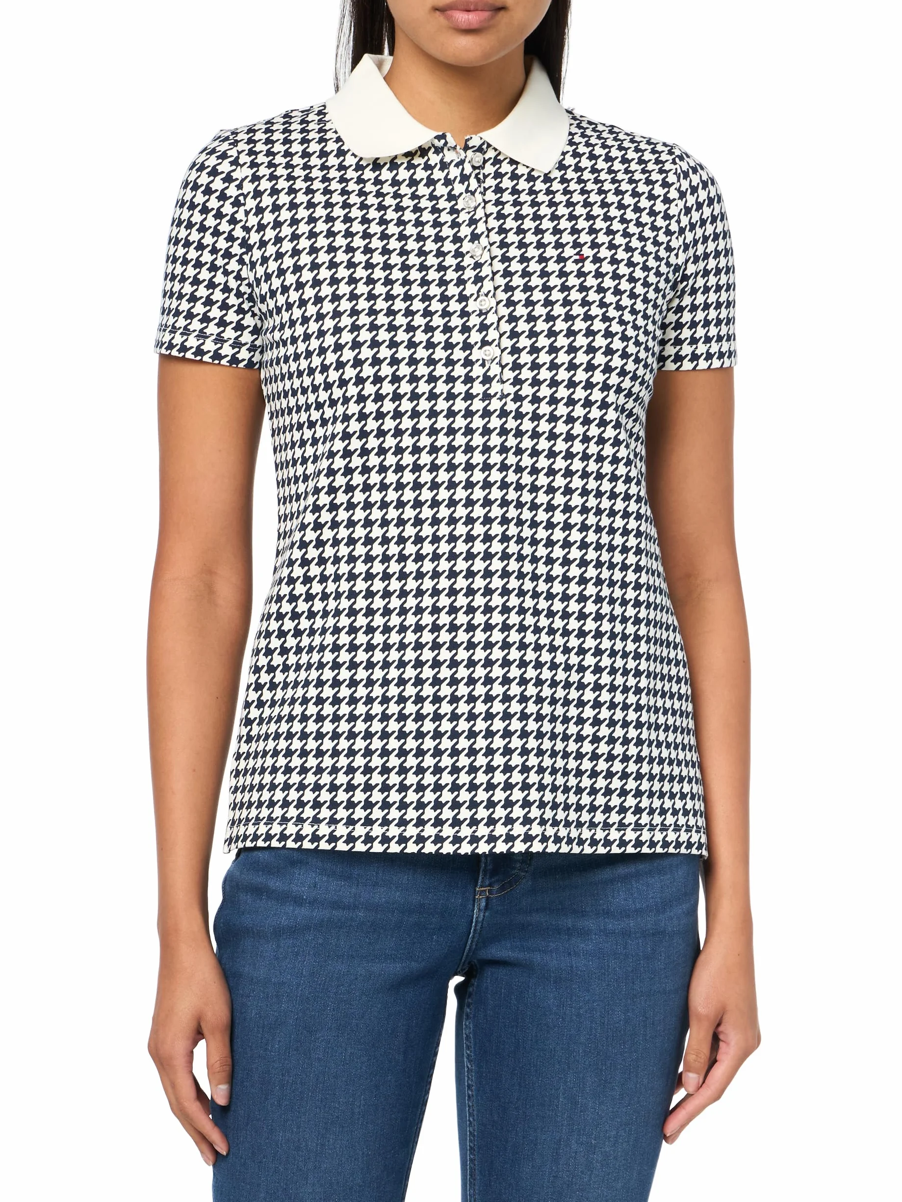Tommy Hilfiger Damska koszulka polo Ss Core Pique, Kość słoniowa/Sky Capt, XXL