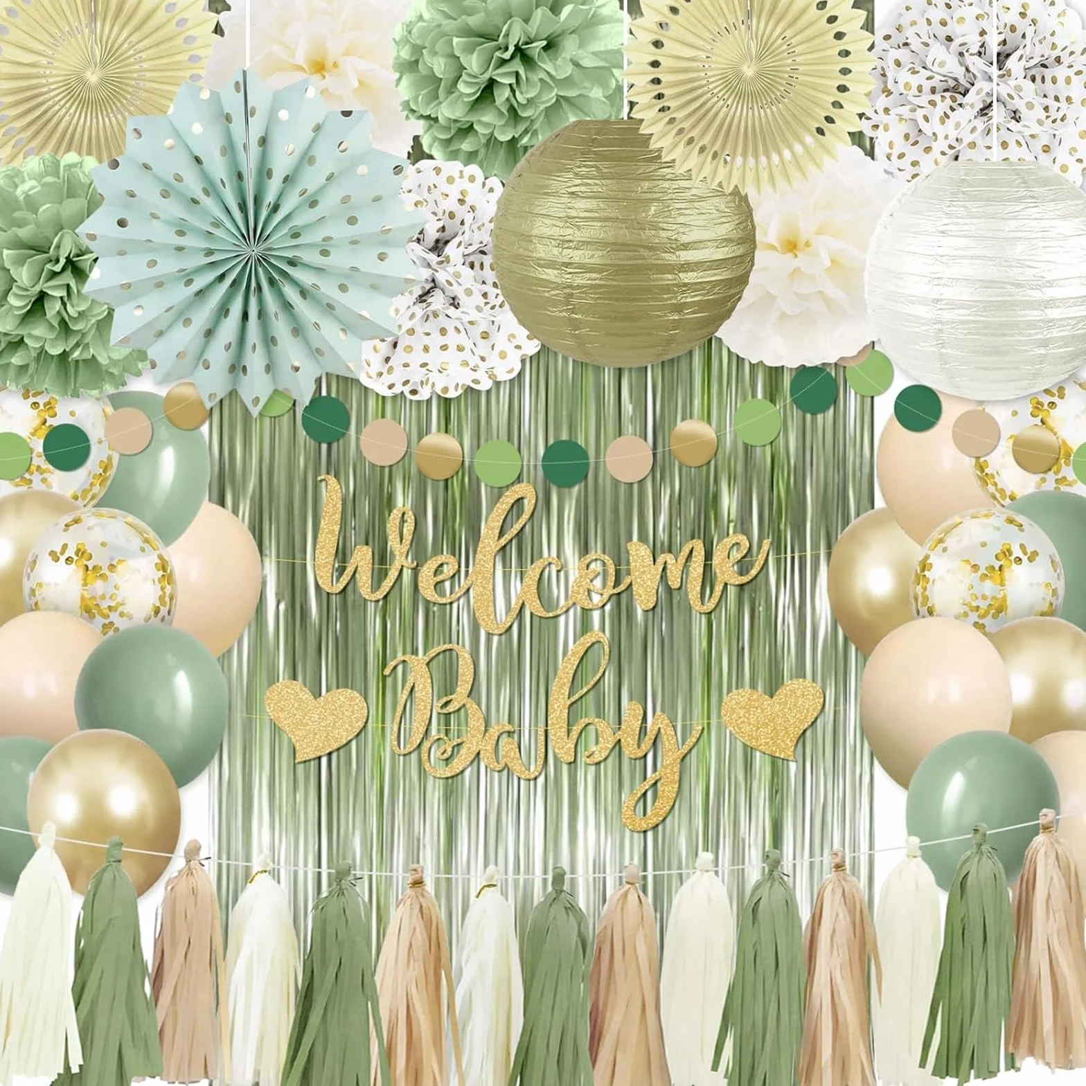 Zielone zasłony z brokatem 3.2ftx6.5ft Folia Party Dekoracje Glitter tło drzwi Streamers Halloween