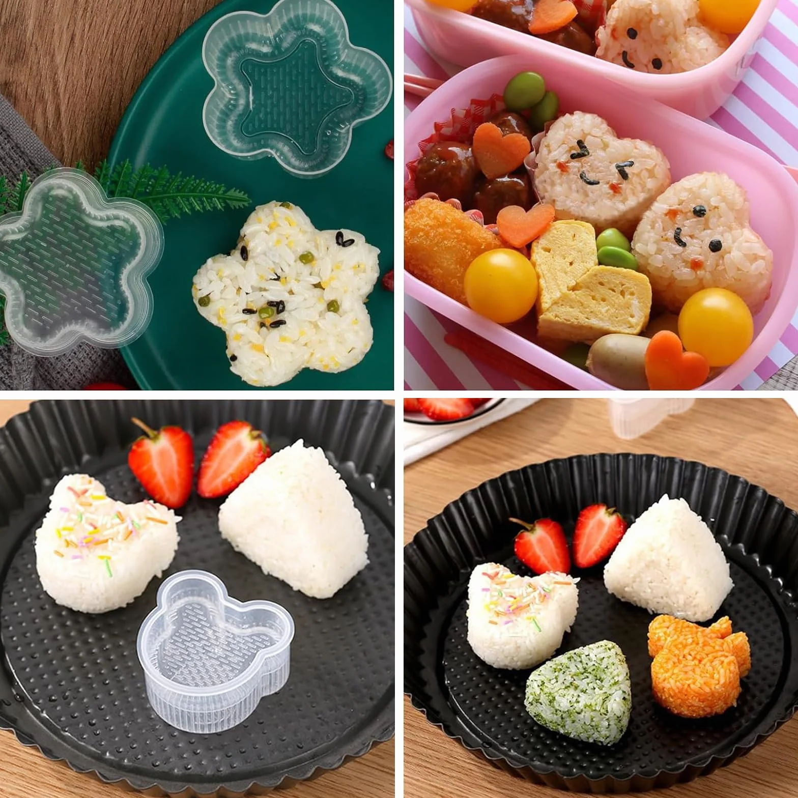 PANYI Foremki do sushi Onigiri, 8 sztuk, z łyżką do ryżu, zestaw foremek do ryżu, idealne dla początkujących i miłośników, do przygotowania doskonałych kul ryżowych