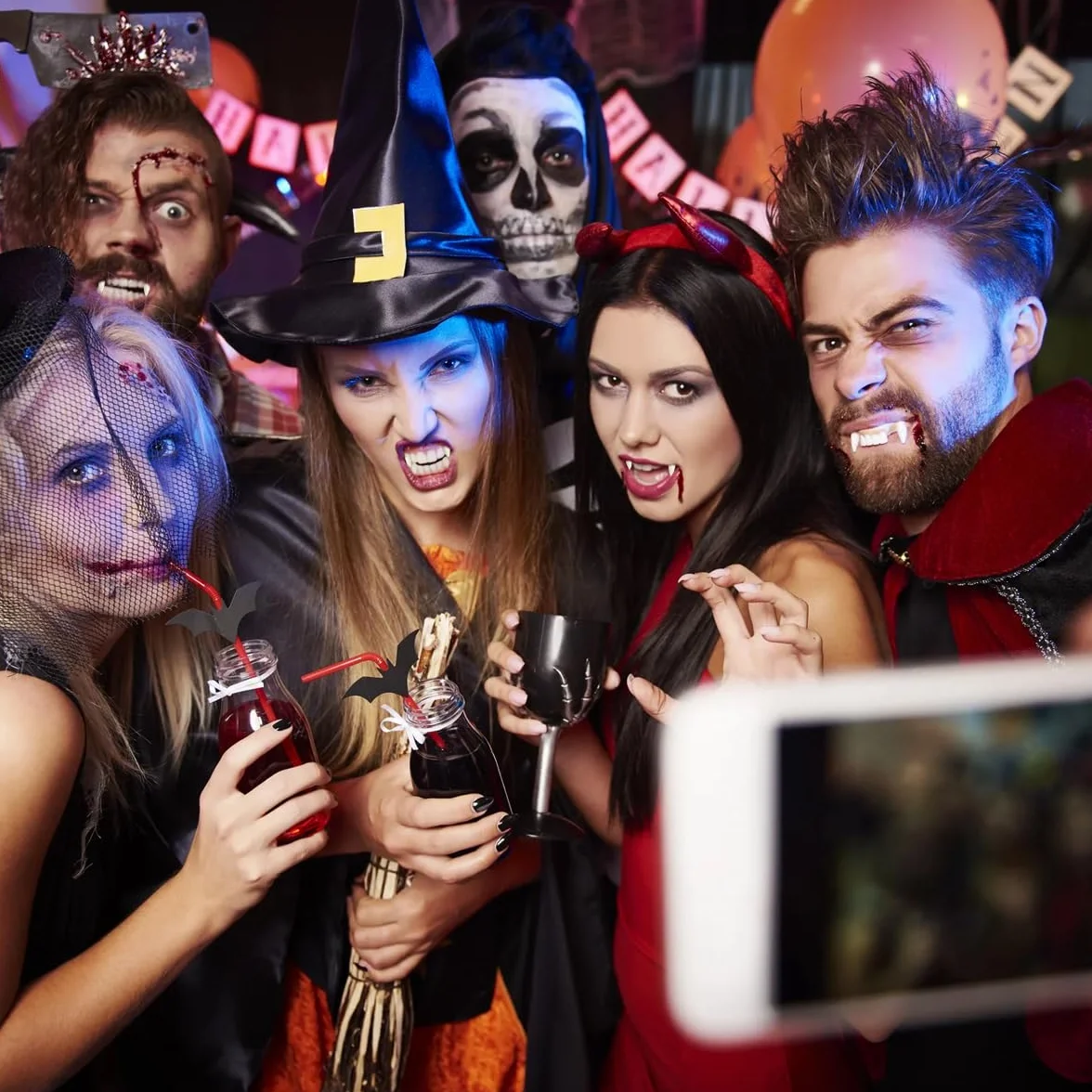 6 par zębów wampirów, 3 rozmiary akcesoriów wampirów z rurką do gryzienia, zęby wampira dla dzieci, odpowiednie na odgrywanie ról, imprezy halloweenowe (15,17,19 mm)