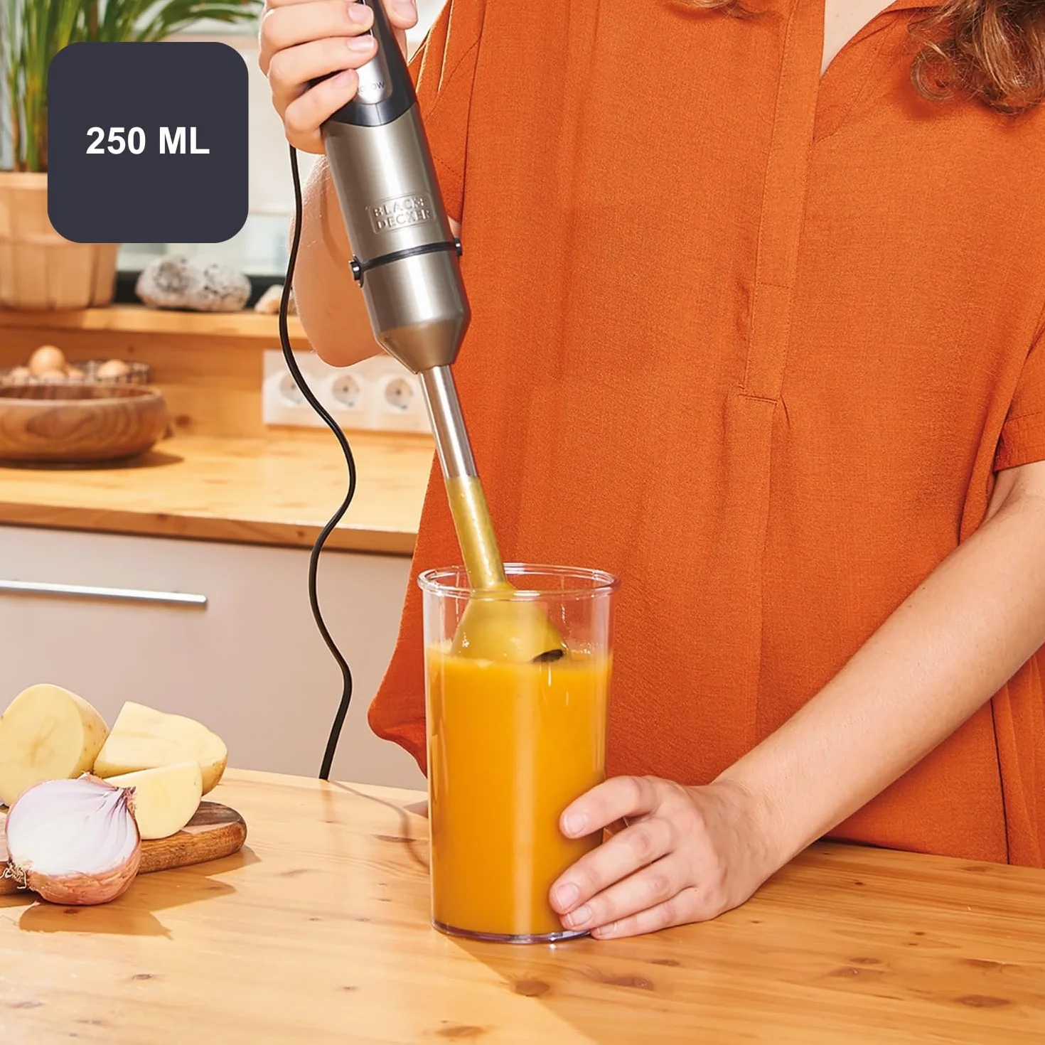 Black+Decker BXHBA1000E Blender Ręczny, Stal Nierdzewna, 1000 W, 1 L, Szary