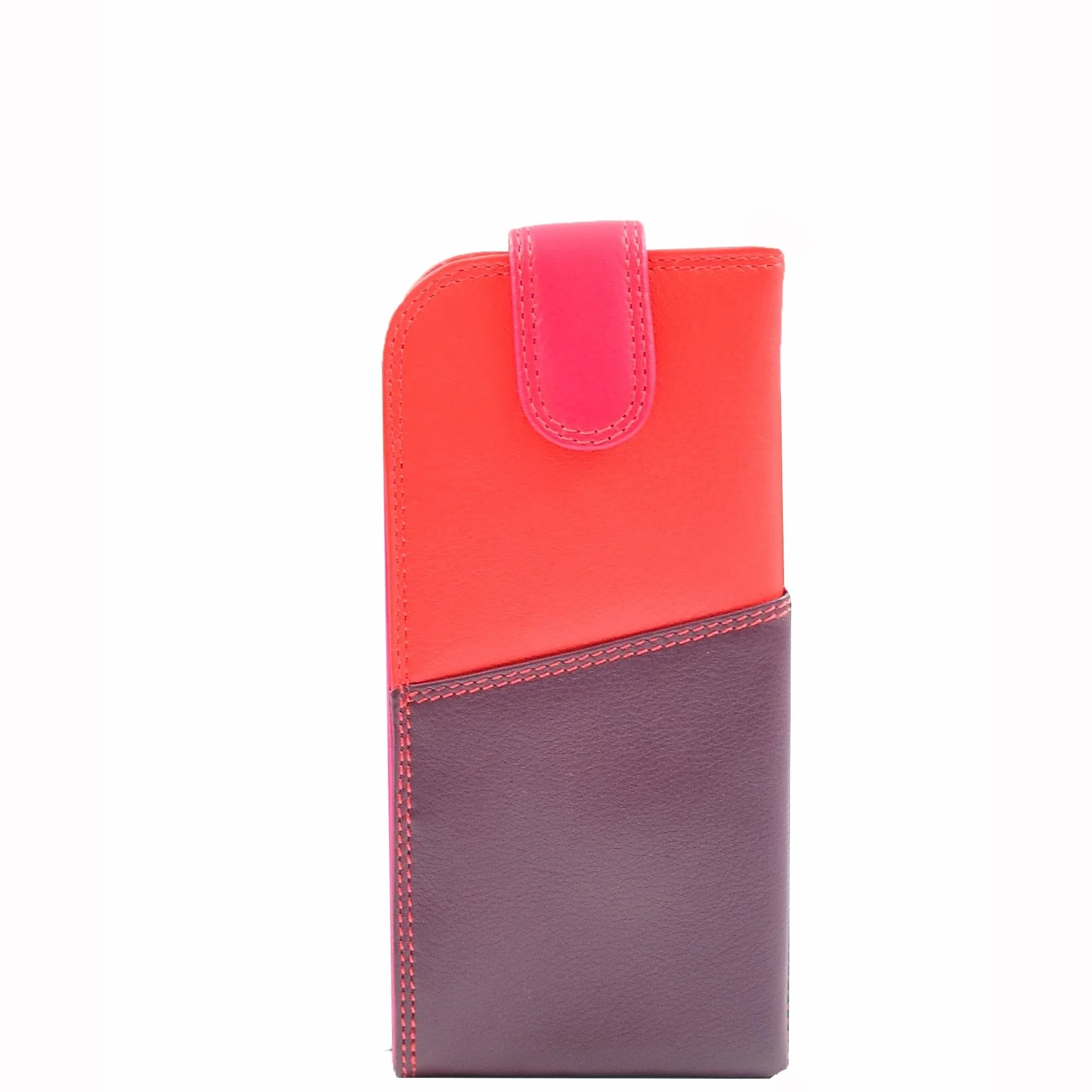 DR658 Stylowe etui na okulary z prawdziwej skóry Plum Multi, Śliwka Multi, S