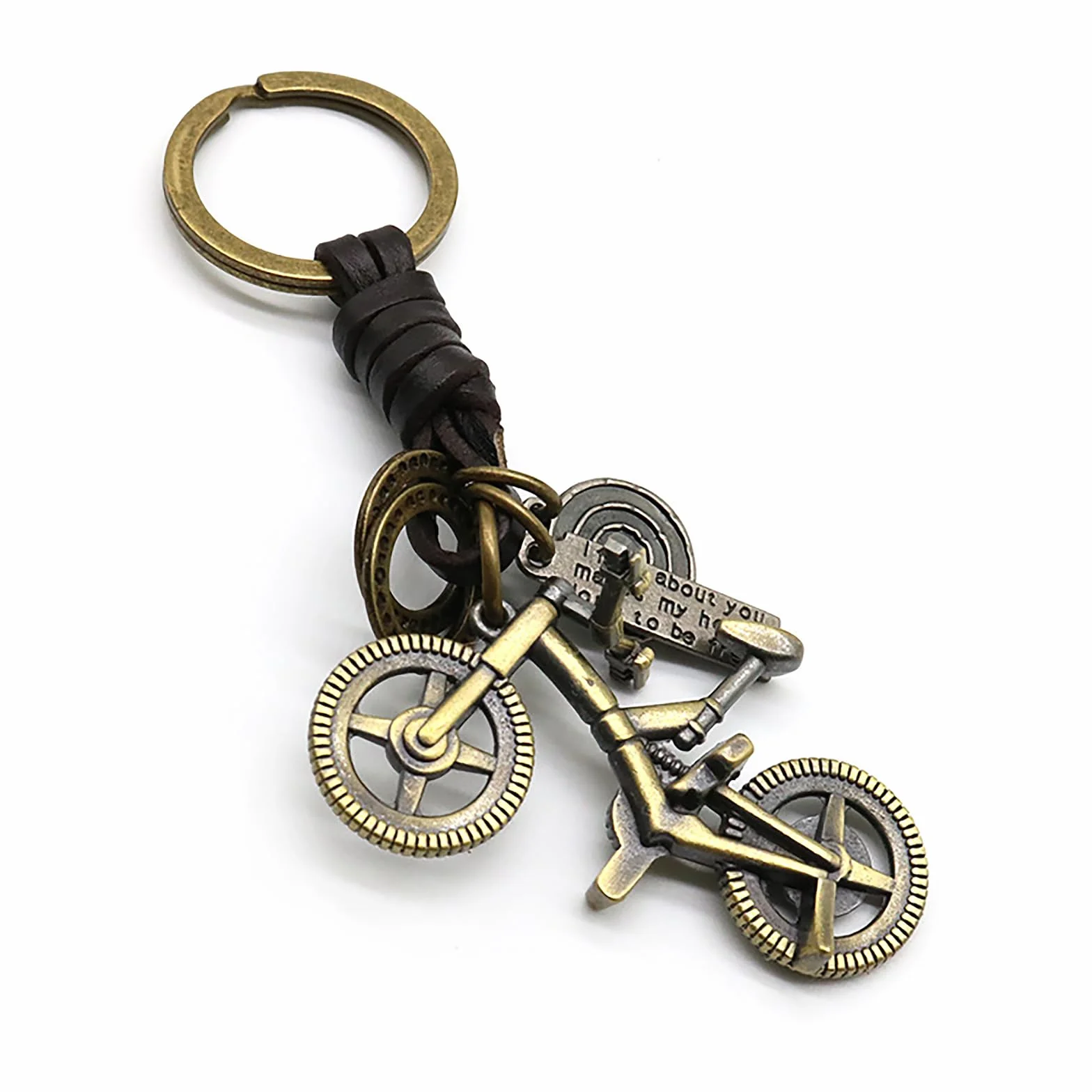 Brelok rowerowy, brelok rowerowy wykonany ze skóry i metalu, brelok spersonalizowany breloczek do kluczy szczęśliwy amulet prezent na walentynki, urodziny, Boże Narodzenie i rocznicę prezent dla