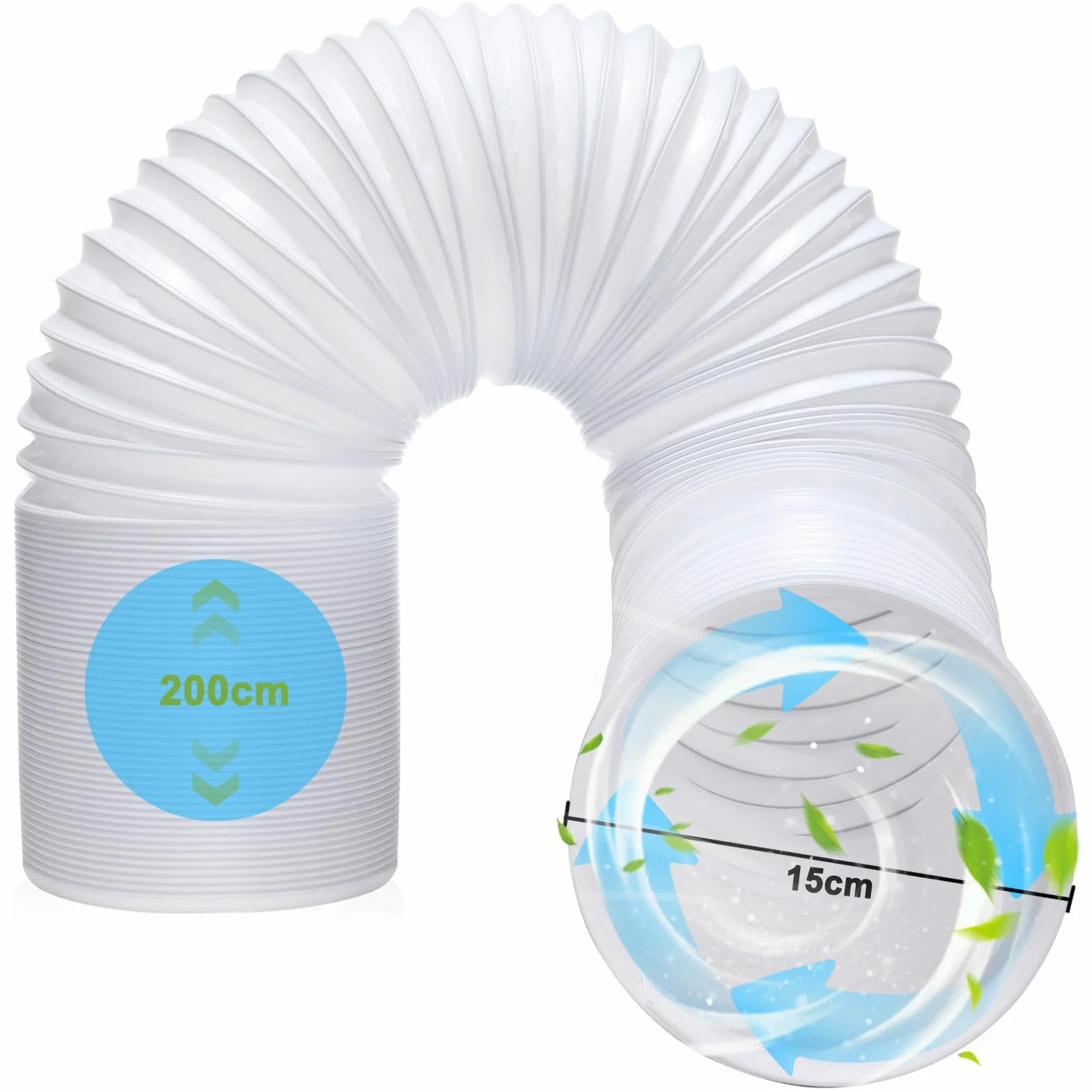 Wąż do Klimatyzacji Przenośny 150 mm 2M/3M Wąż Wylotowy do Klimatyzatora, Suszarki, Okapu Kuchennego (2M)