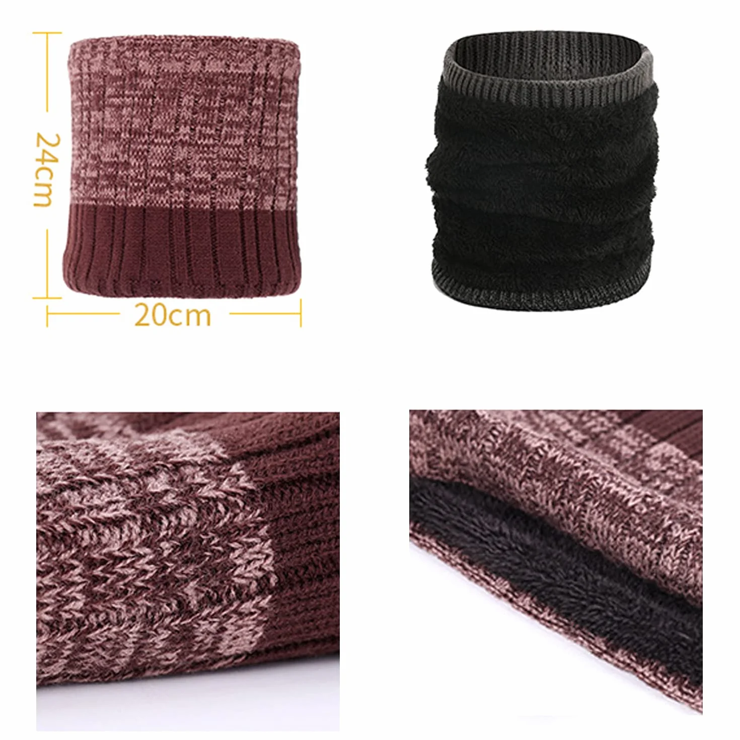 Daysskk Czapka szalik i rękawiczki zestaw dla mężczyzn i kobiet, ciepła czapka zimowa, czapka beanie, męska, ekran dotykowy, rękawiczki, czapka z dzianiny, dla mężczyzn i kobiet, na zimę