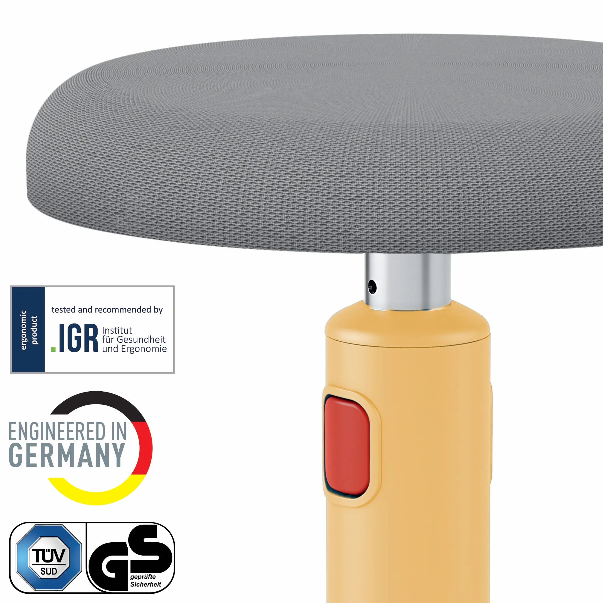 Leitz Ergo Cosy Stołek Żółty Szary 46–79 cm