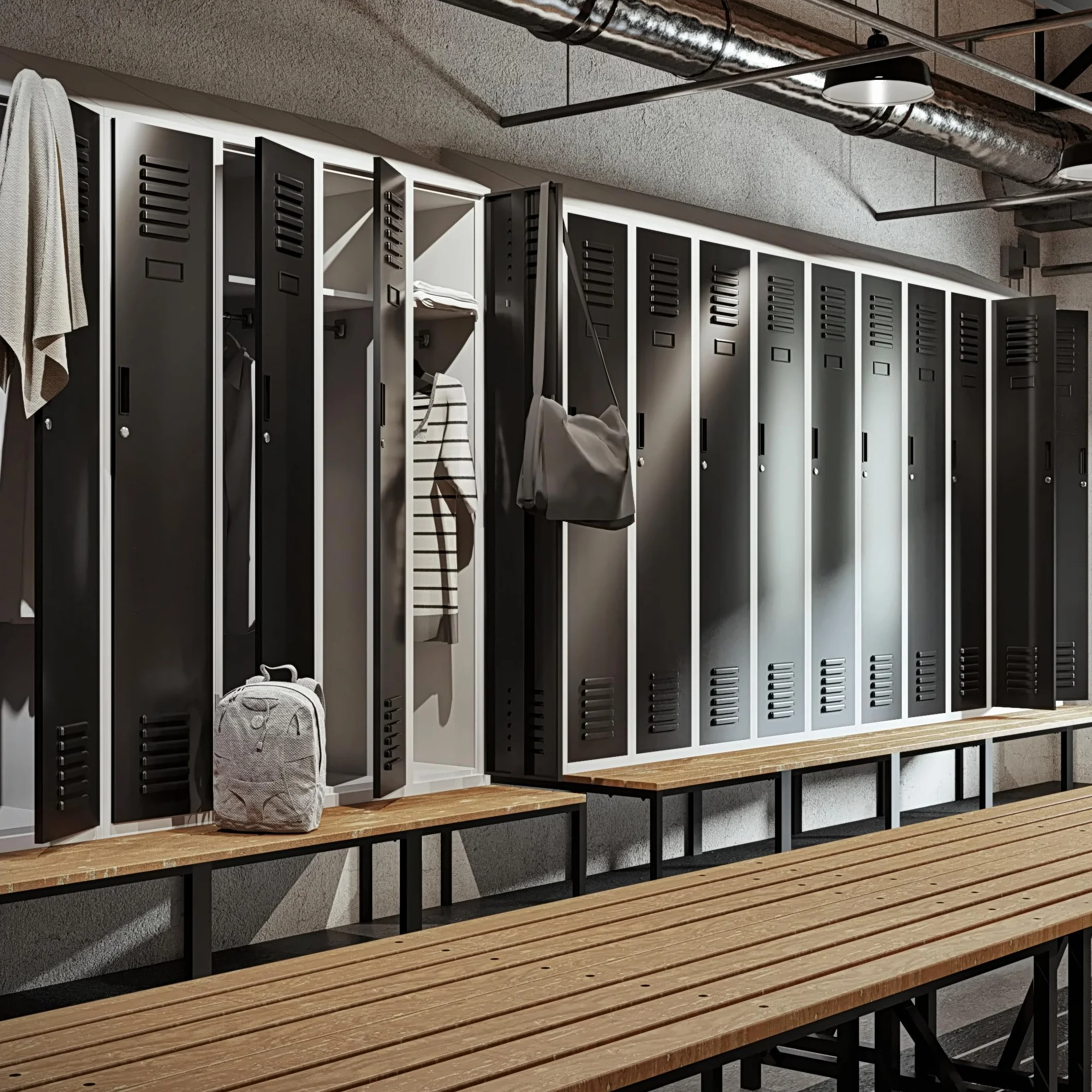 Szafka Metalowa Ubraniowa Socjalna JAN NOWAK KACPER II PRO | Szafa BHP z Ławką i Daszkiem Pracownicza Szafa z Ławeczką Dla Pracowników Odzieżowa | 60 x 229,5 x 85 cm (Szaro-Antracytowa)