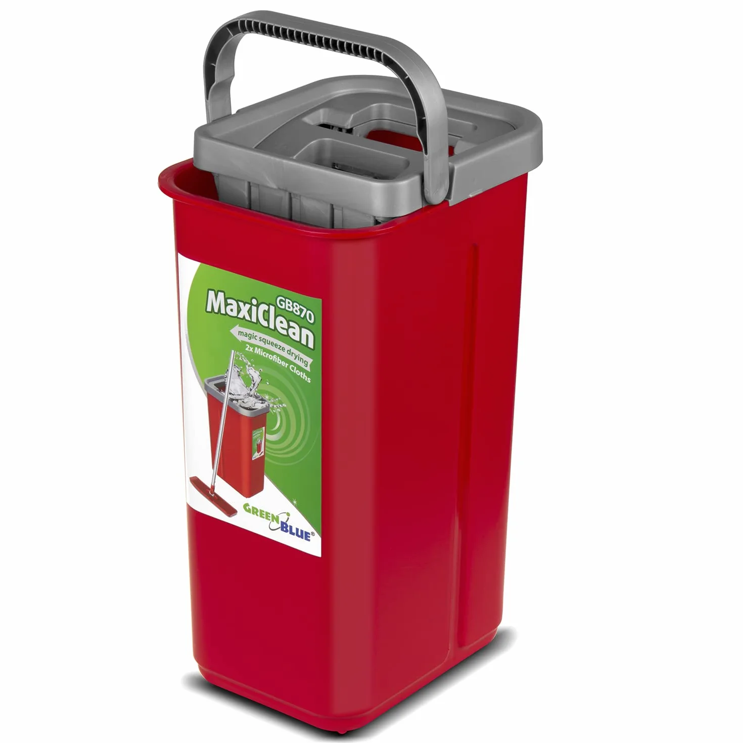 Zestaw Płaski Mop z Wiadrem 5,7L Green Blue GB870 Drążek Teleskopowy 102-130 cm Mikrofibra