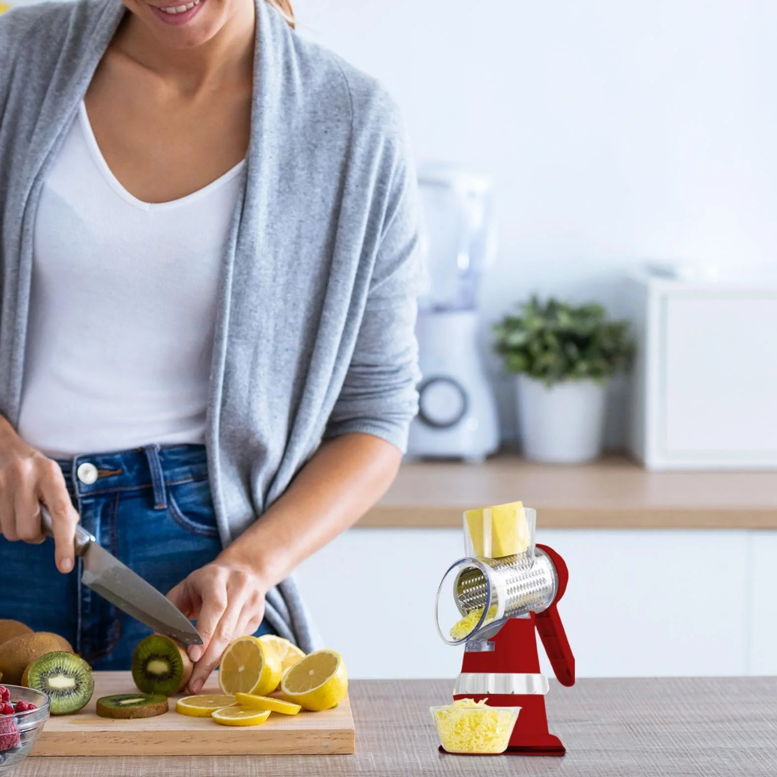 Rotary Cheese Grater 10 cali Biały Wielofunkcyjny Rozdrabniacz i Krajalnica do Żywności