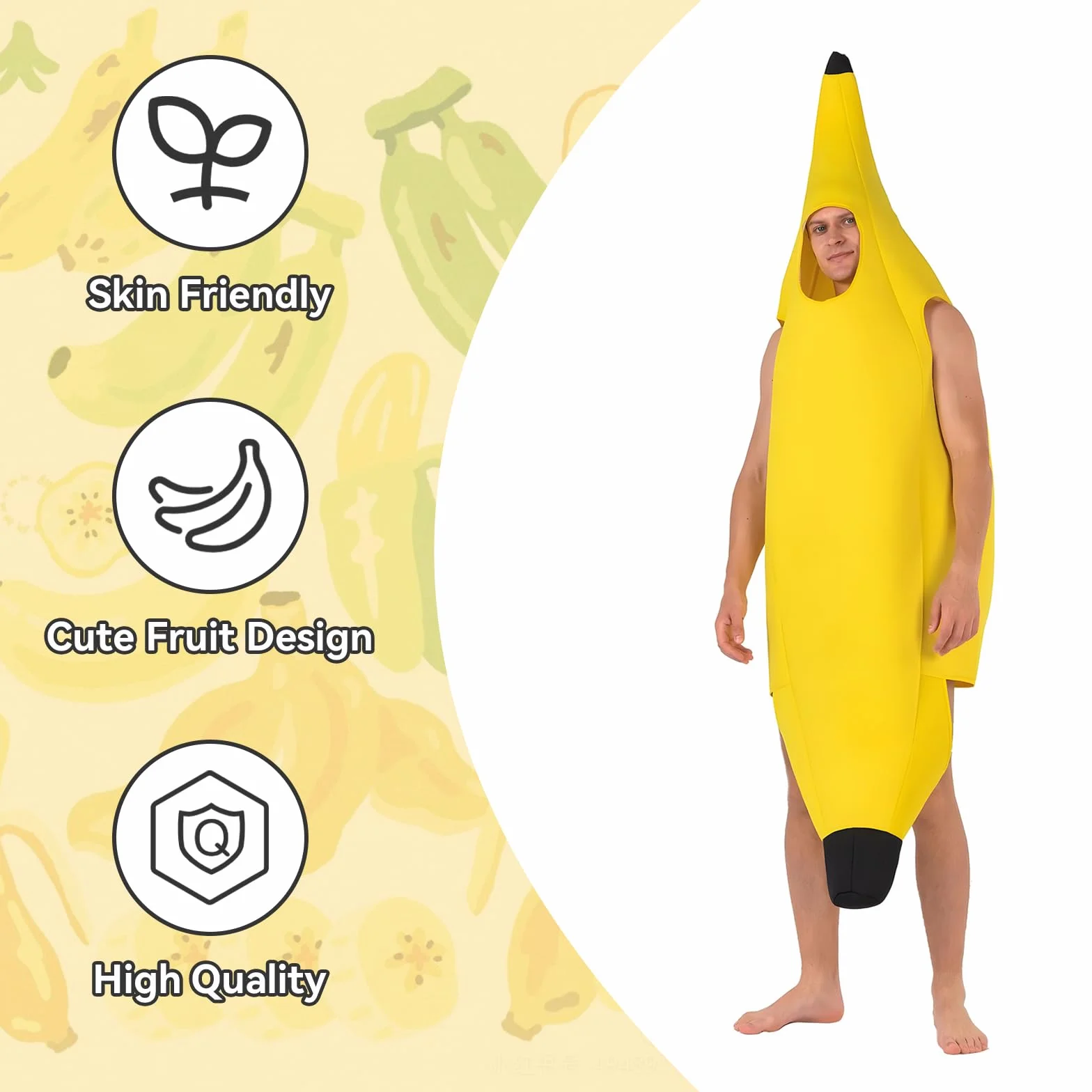 Kostium bananowy dla dorosłych unisex rozmiar uniwersalny na Halloween karnawał Cosplay