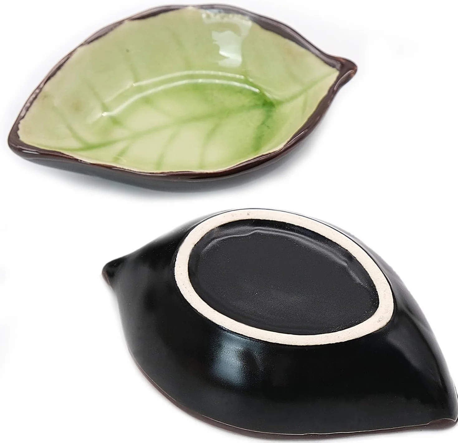 Ceramiczne miseczki do sosu w kształcie liścia, 7 x 10 cm, małe, 4 kolory, minimiseczki na przekąski, porcelanowe, miski deserowe, na sos sojowy, przyprawy, 4 szt.