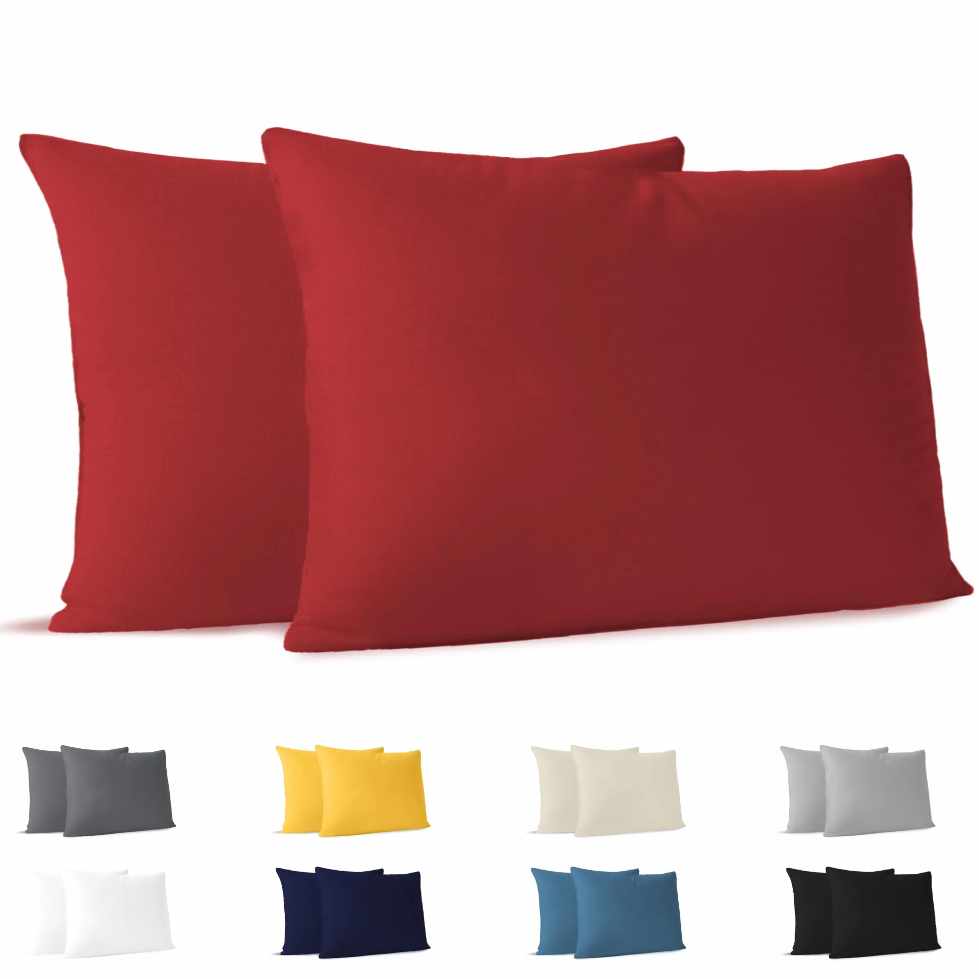 Dreamzie Poszewek na Poduszki (Zestaw 2) - Czerwony - na poduszki 50 x 70 cm - 100% bawełna dżersej 150 g/m2 - poszewka na poduszkę - odporna i hipoalergiczna