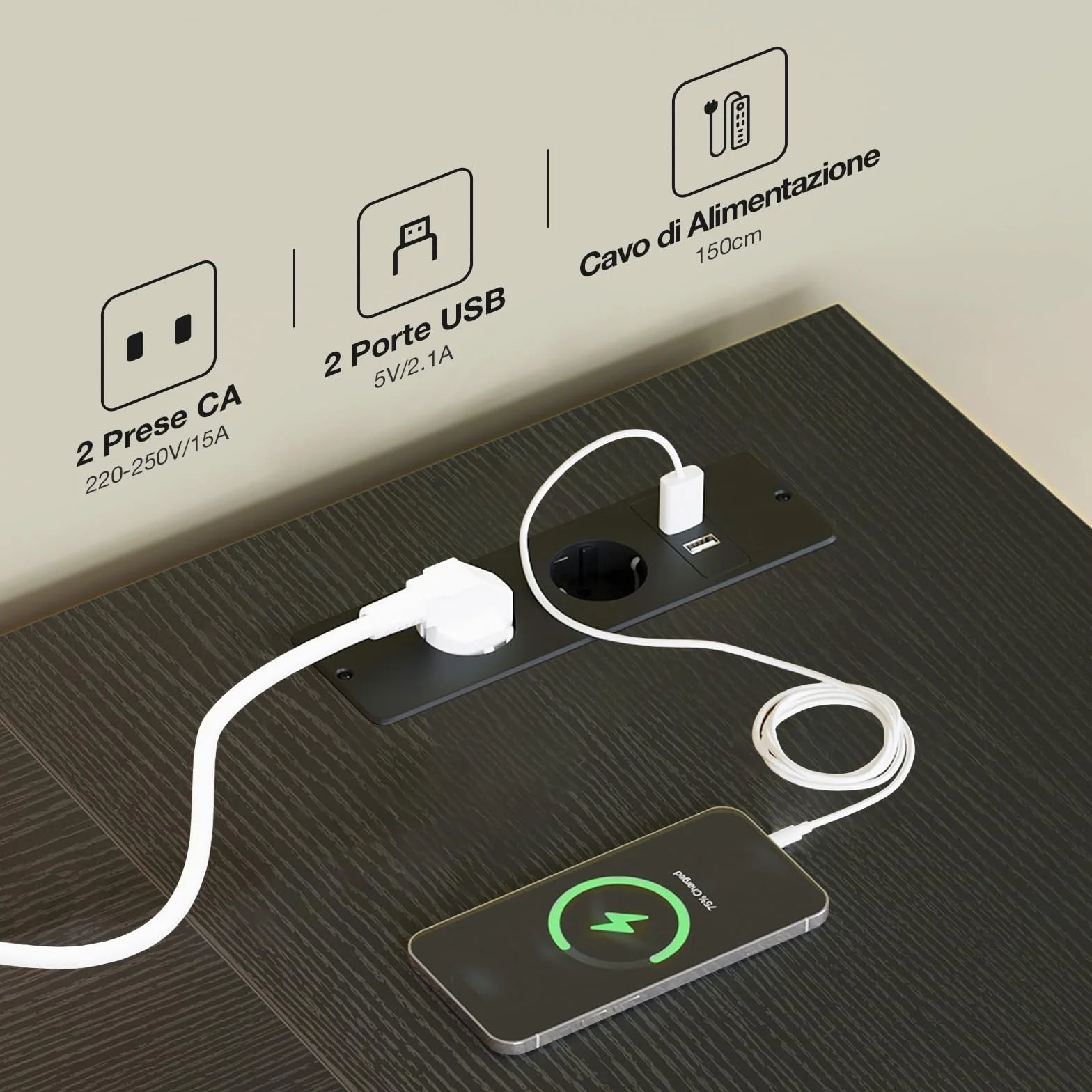 Coleshome Komoda narożna z 7 szufladami, 2 gniazda USB, 2 gniazda AC, LED, czarna