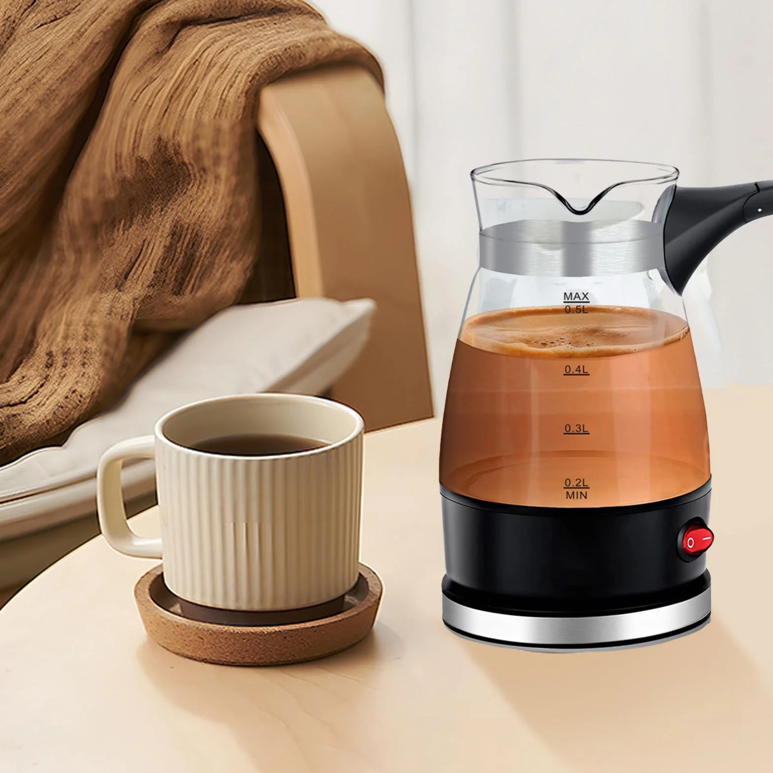 Elektryczny turecki ekspres do kawy: 500 ml, turecki zaparzacz do kawy, turkish coffee, elektryczny turecki dzbanek do kawy, zaparzacz do kawy, na kemping, do kawy