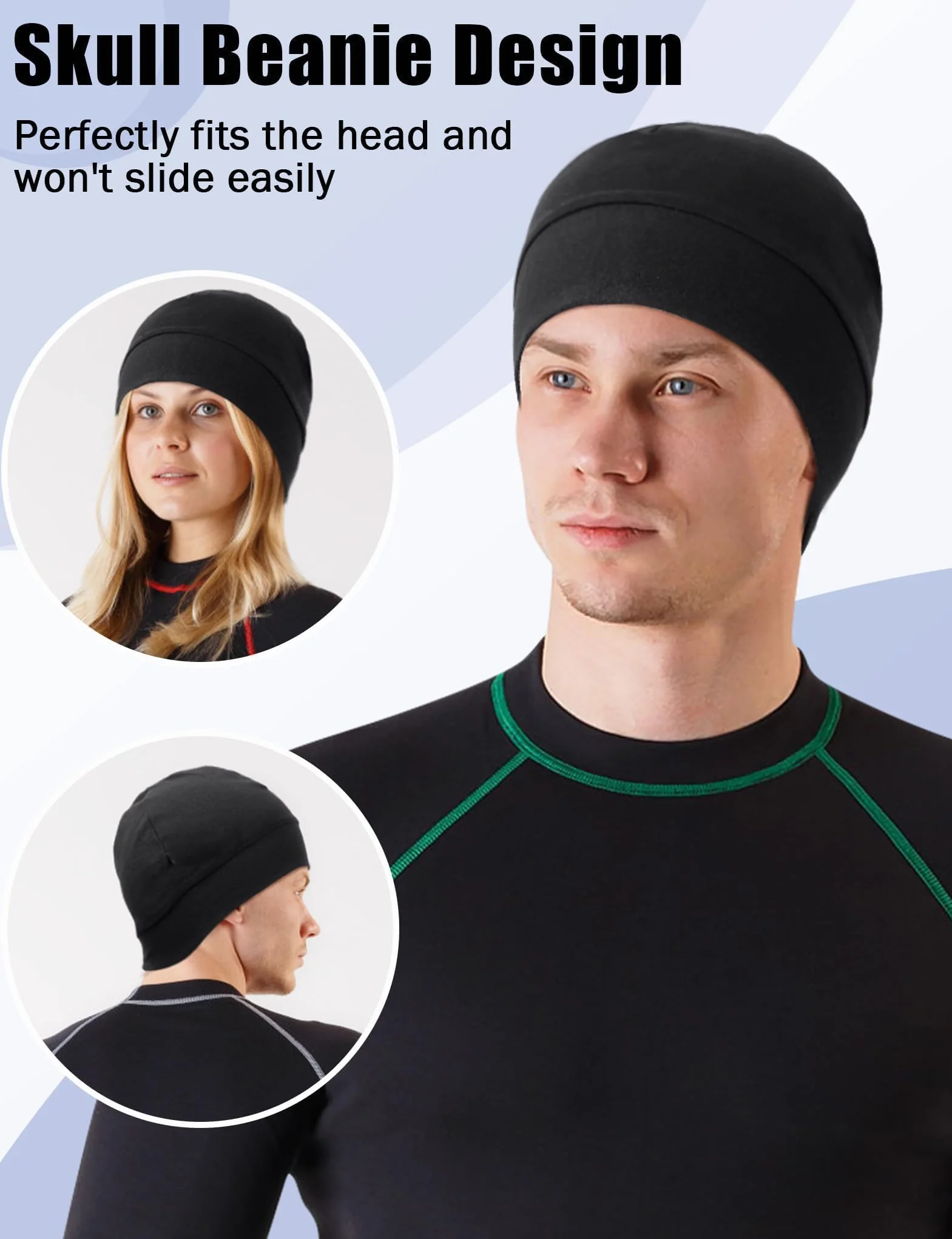 MELLIEX 2 sztuki czapek rowerowych pod kask, bawełniana czapka do biegania, wielofunkcyjna czapka zimowa, czaszka, podszewka kasku dla mężczyzn i kobiet