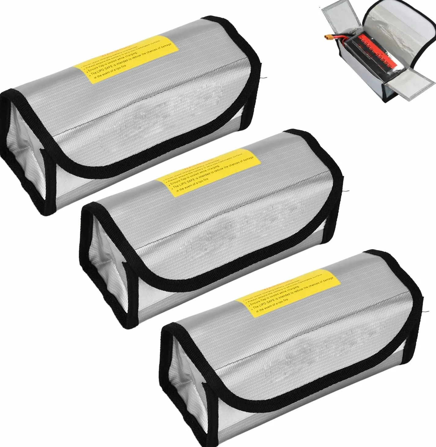 Ognioodporna torba na baterie, ochrona przeciwwybuchowa, Lipo Safe Bag do przechowywania i transportu – odporna na wysokie temperatury (1100°C) – idealna do akumulatorów e-bike LiPo, litowo-jonowych