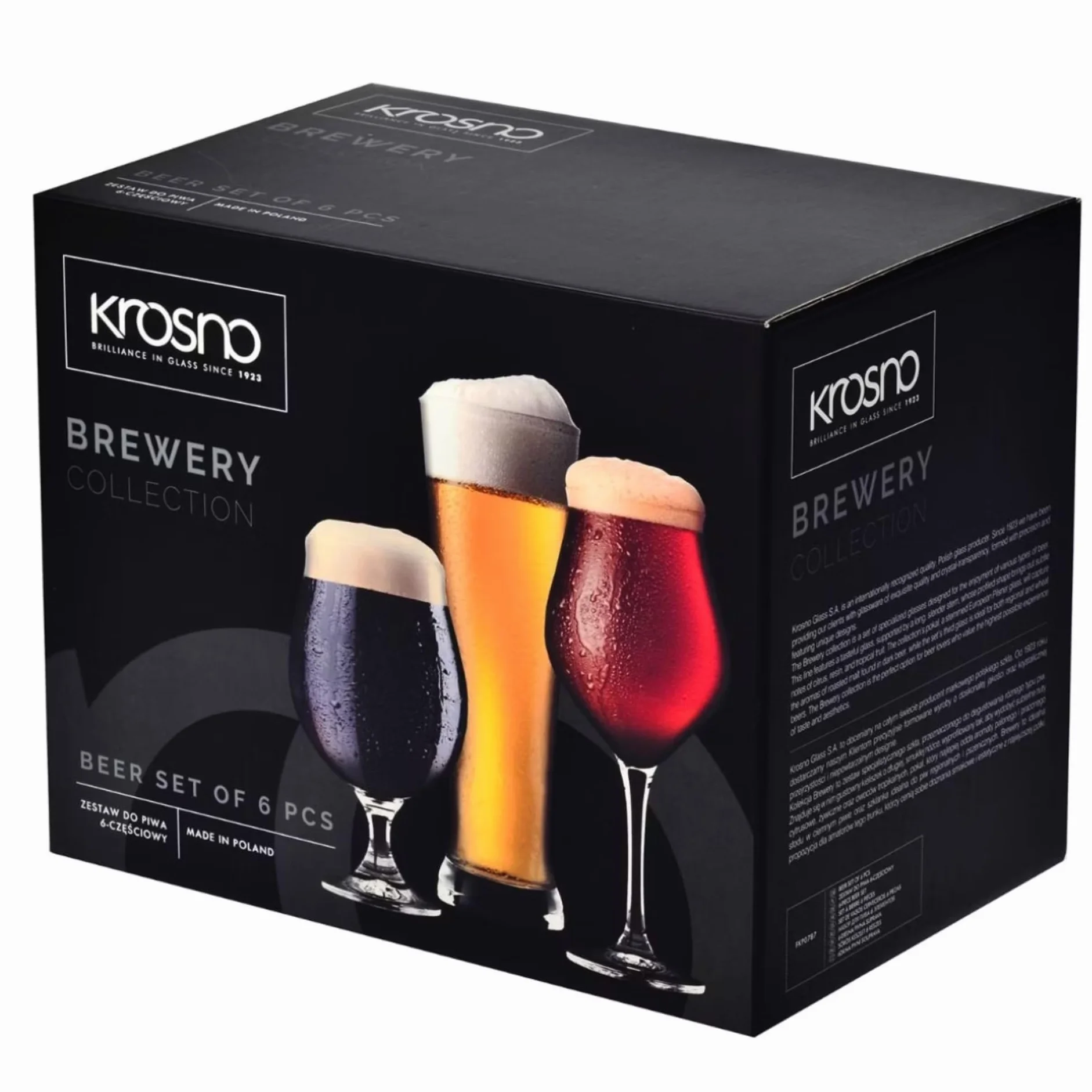 KROSNO Zestaw 6 Szklanek do Degustacji Piwa 420 Ml 500 Ml Kolekcja Brewery