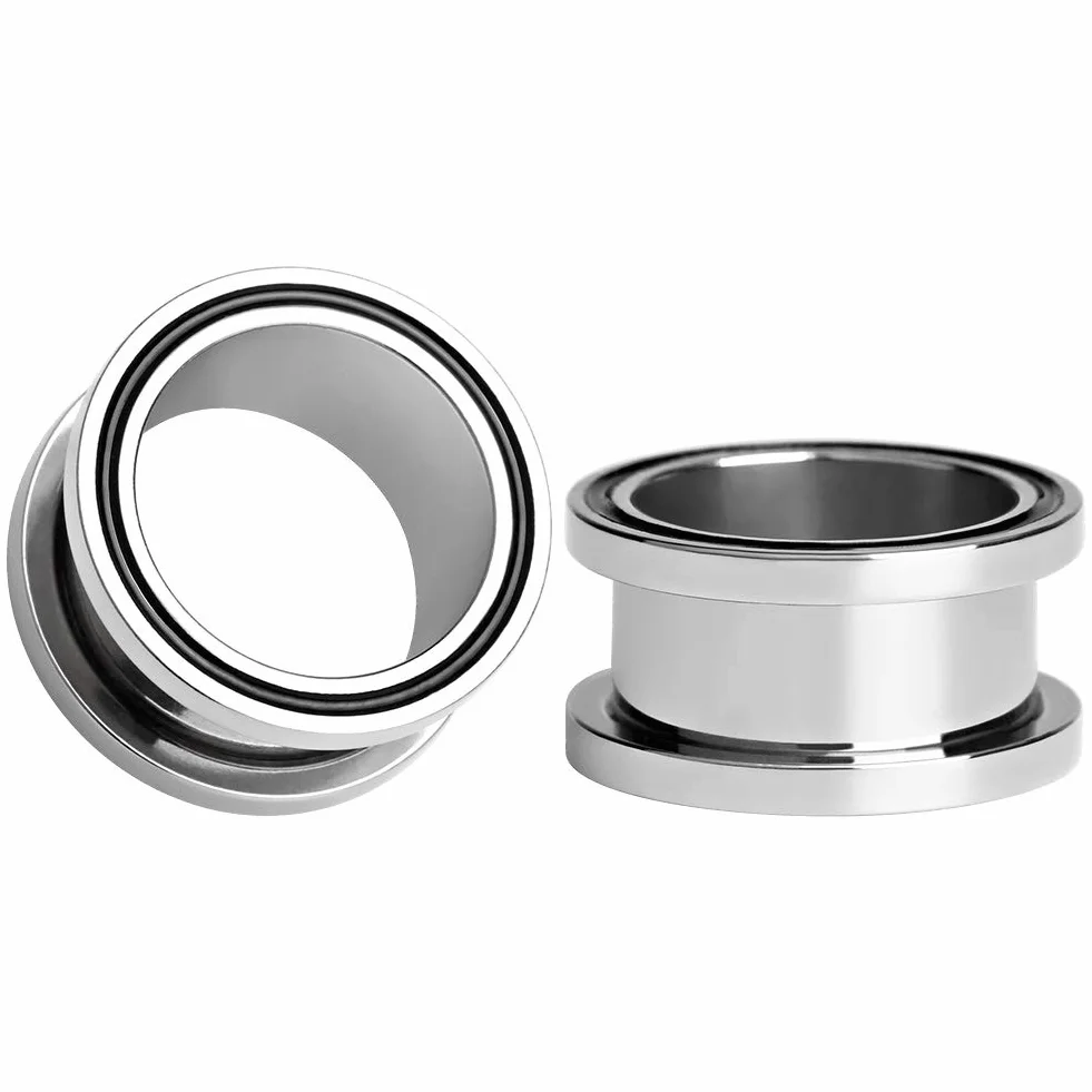 KUBOOZ Wtyczka do uszu, tunel, rozpychacz, piercing, prosta śruba ze stali nierdzewnej, grubość 6 mm do 16 mm, Stal nierdzewna