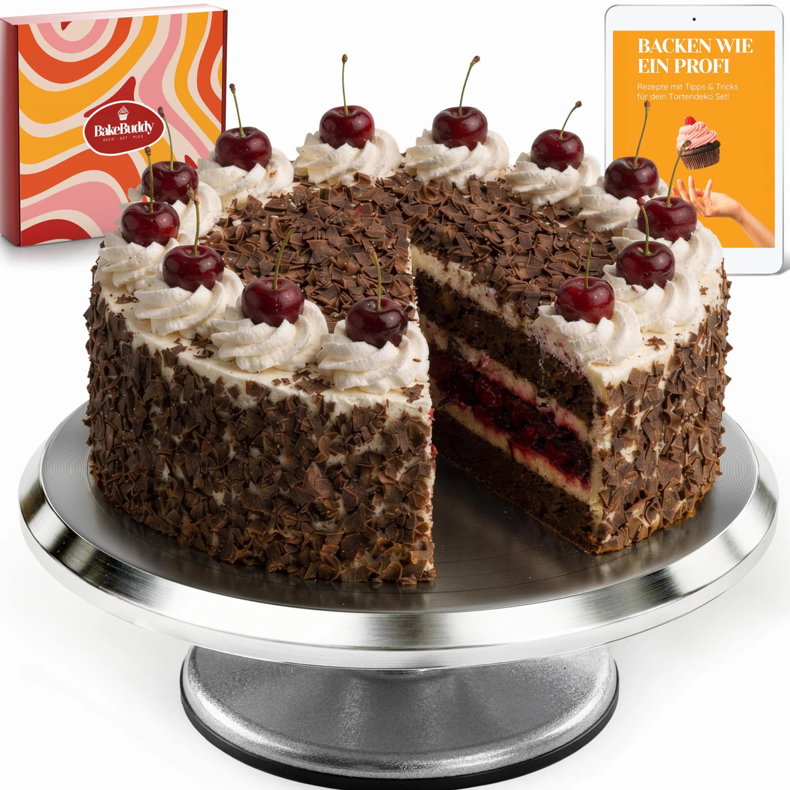 Patera na tort obracana 30 cm aluminiowa z antypoślizgowym dnem do dekorowania ciast
