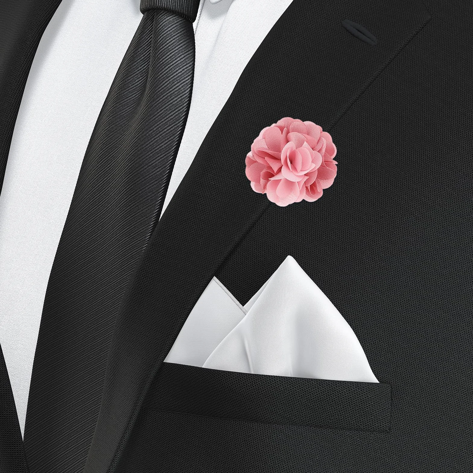 PATIKIL Boutonnieres z kwiatami, przypinka do klapy dla mężczyzn, kwiat kamelii, na ślub, ukończenie szkoły, rocznicę, broszka, ukończenie szkoły, akcesoria do stroju, 1.57 x 3.15 inch / 4 x 8 cm