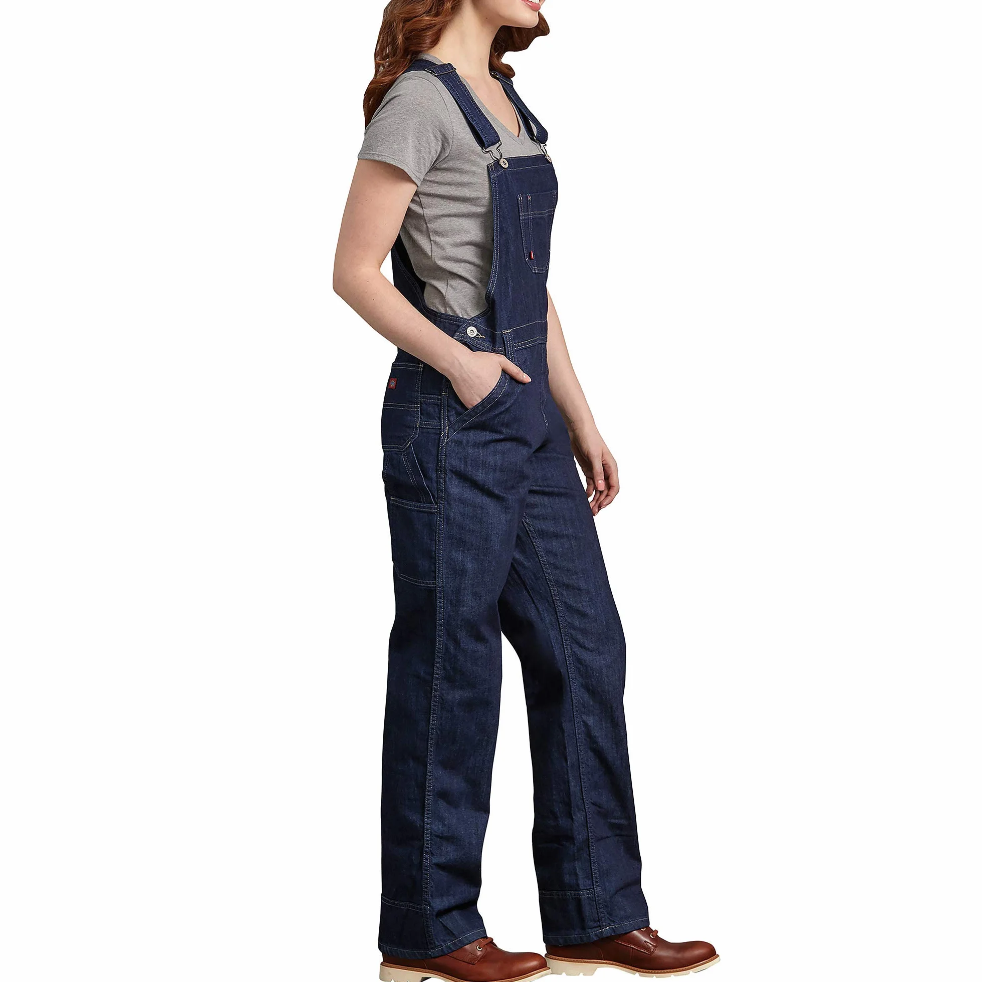 Dickies Damskie ogrodniczki jeansowe z dżinsu, niebieski, mosiądz